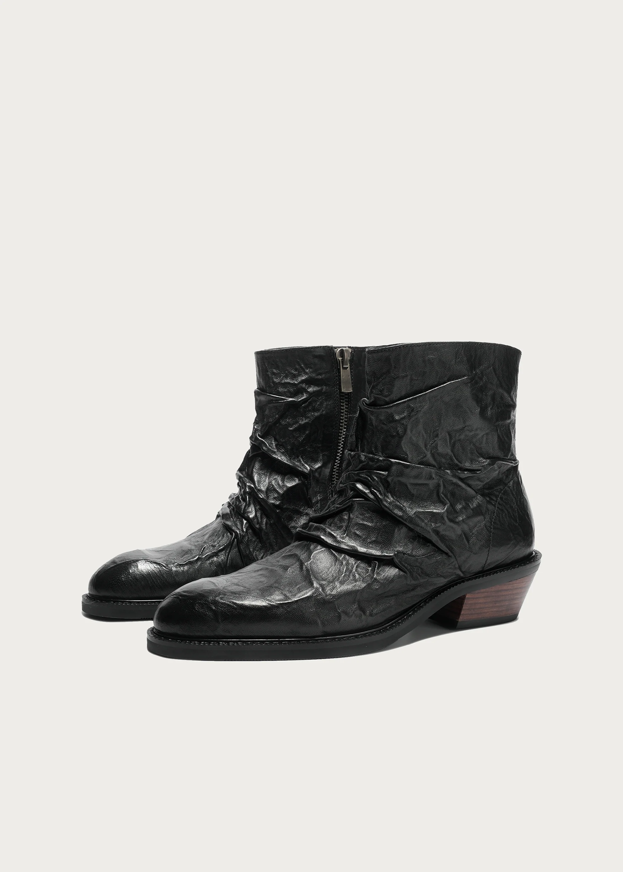 Ankle boots Metallic-texture Ruched Sheepskin - Image 5