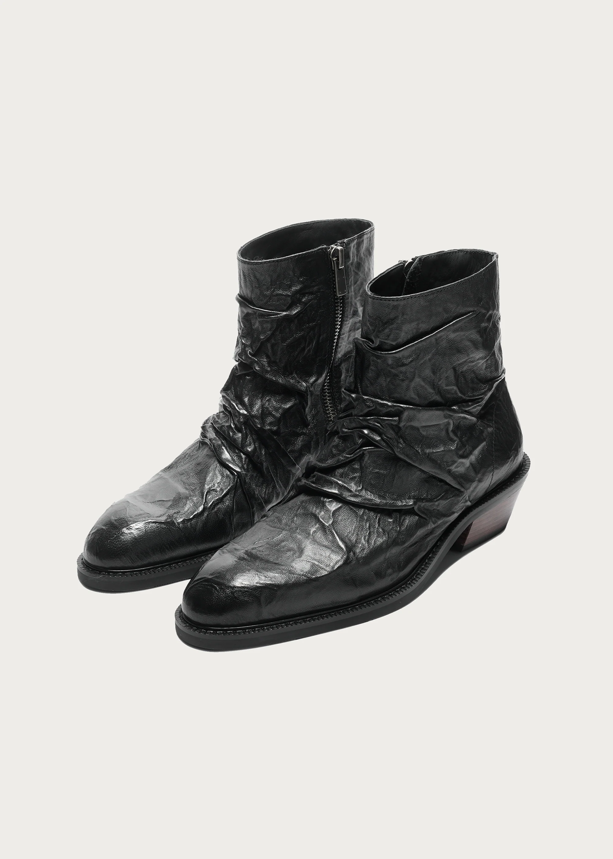 Ankle boots Metallic-texture Ruched Sheepskin - Image 6