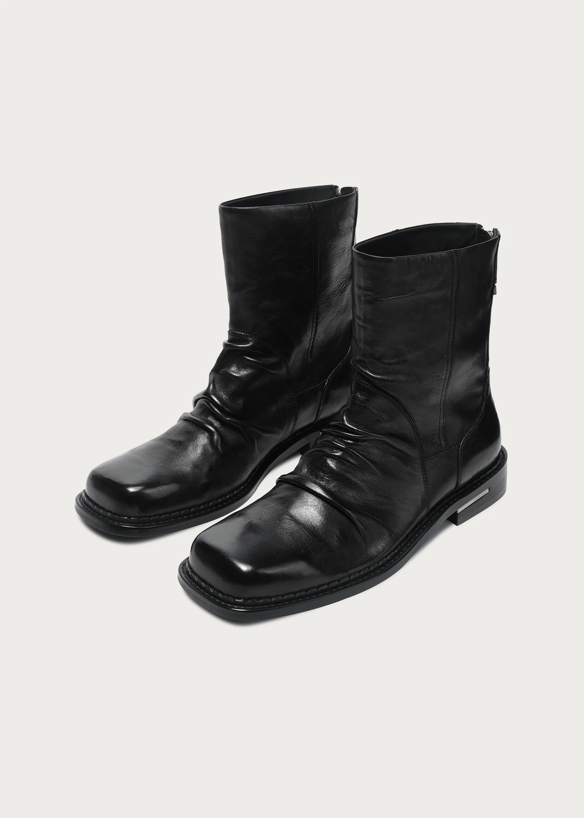 Ankle boots Square-toe Ruched Washed-horsehide - Image 5