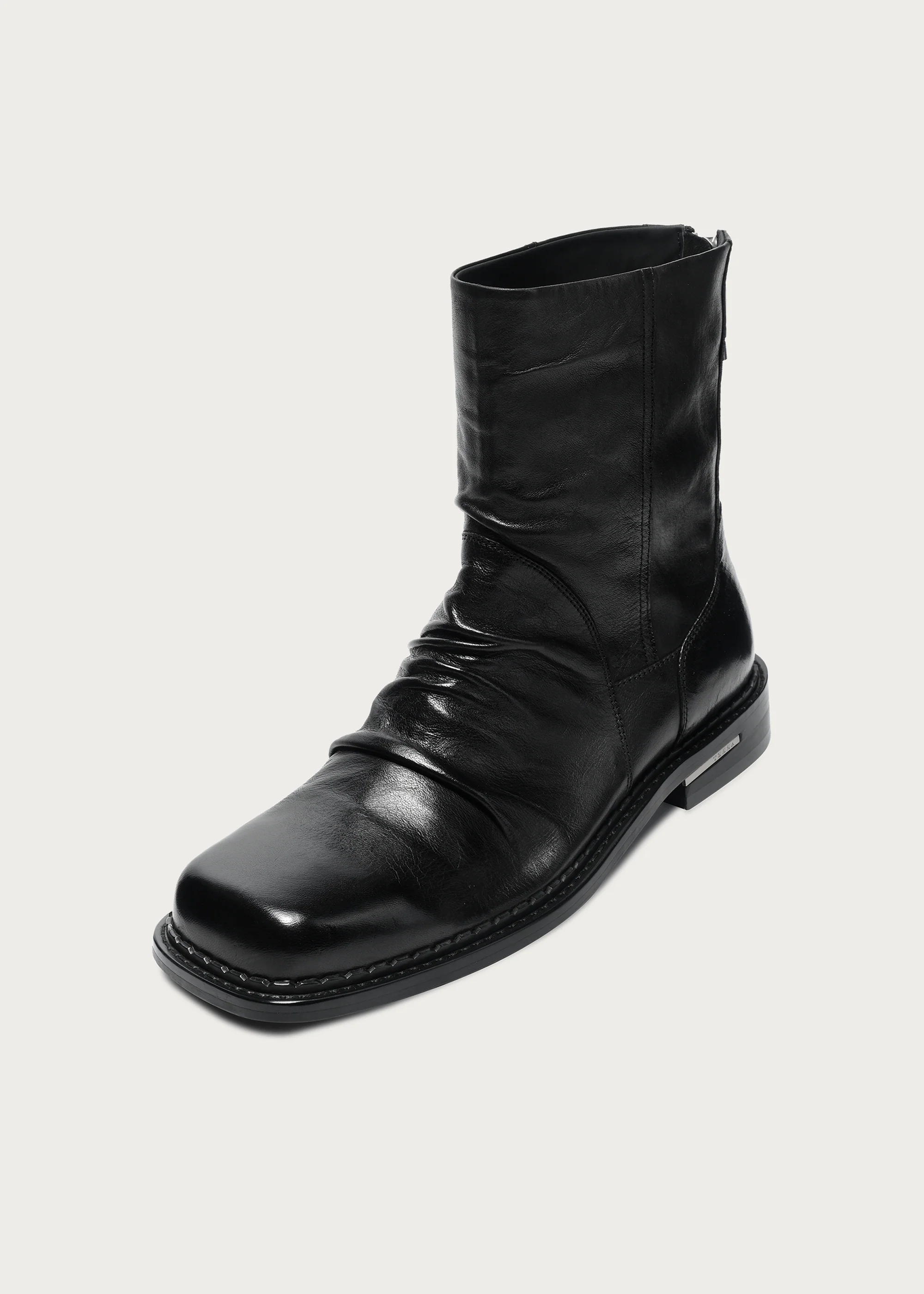 Ankle boots Square-toe Ruched Washed-horsehide - Image 7