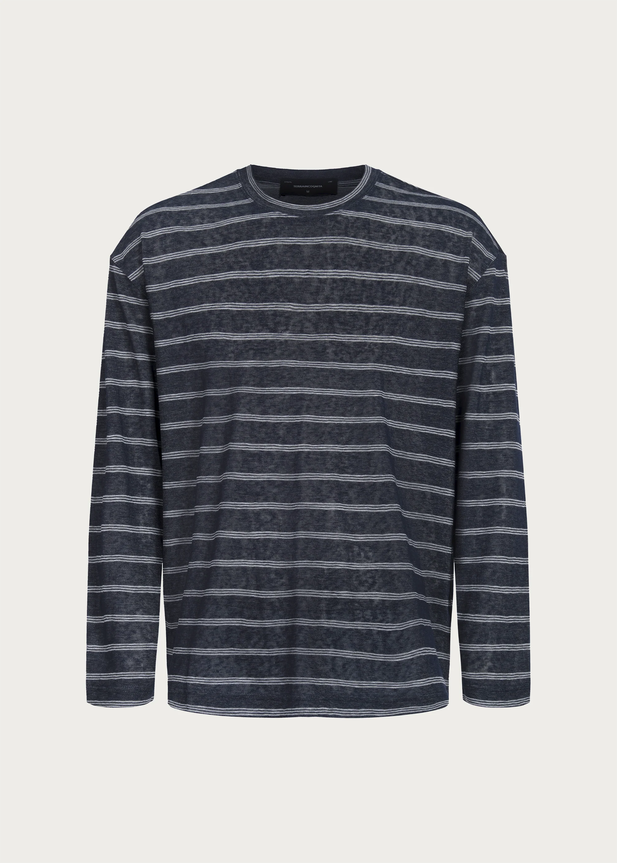Basic Long-Sleeve Striped T-Shirt Blue