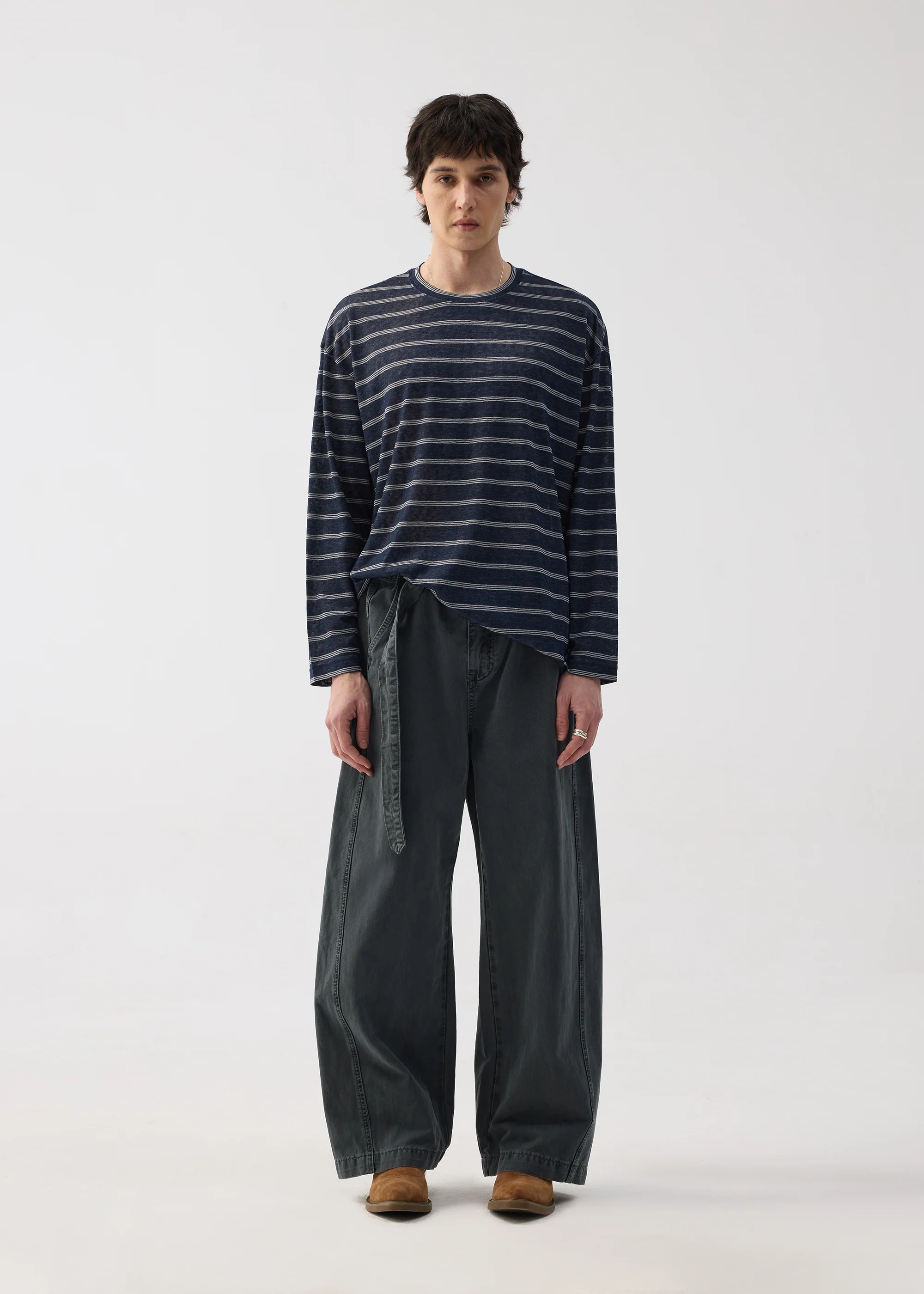 Basic Long-Sleeve Striped T-Shirt Blue - Image 2