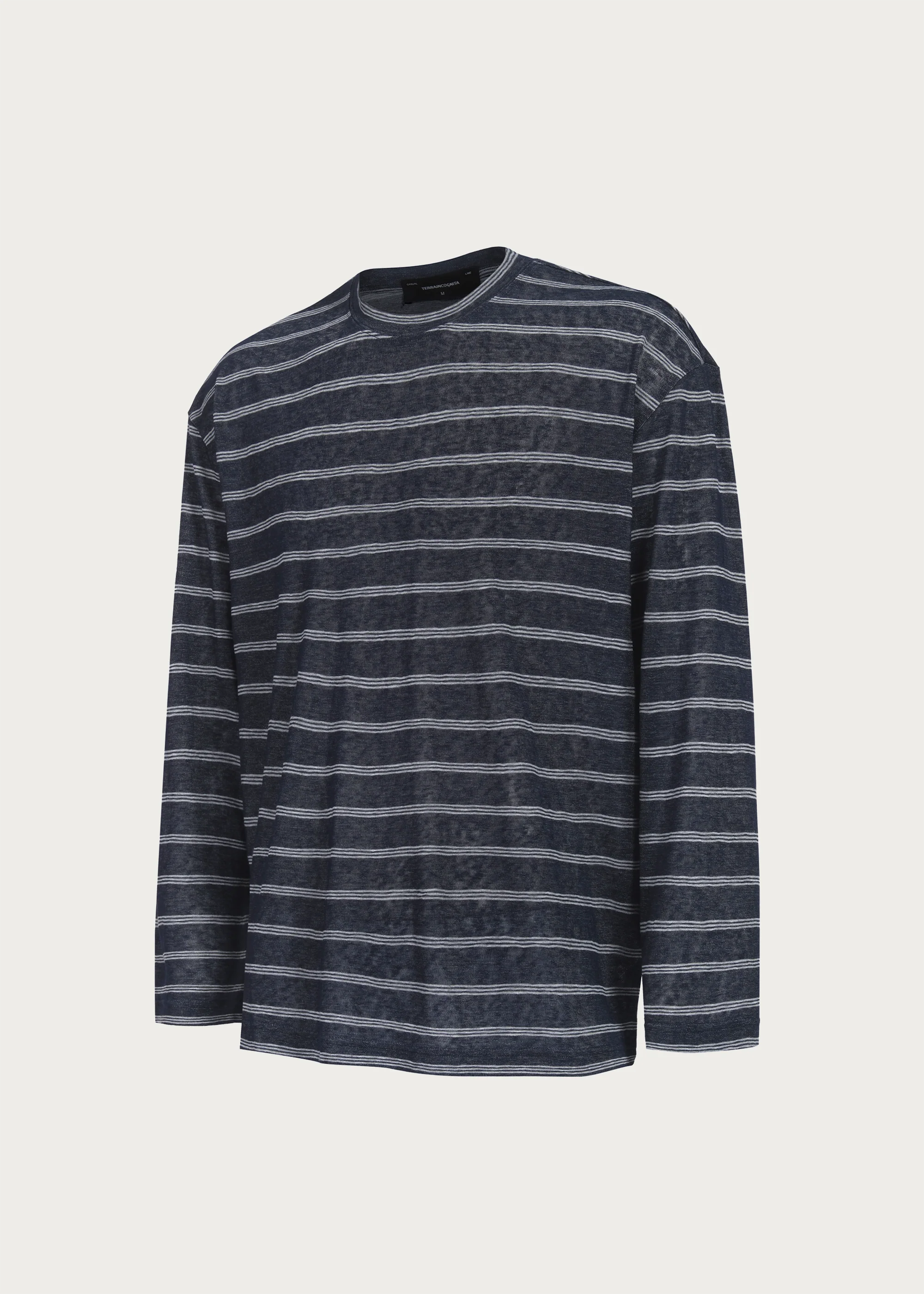 Basic Long-Sleeve Striped T-Shirt Blue - Image 3
