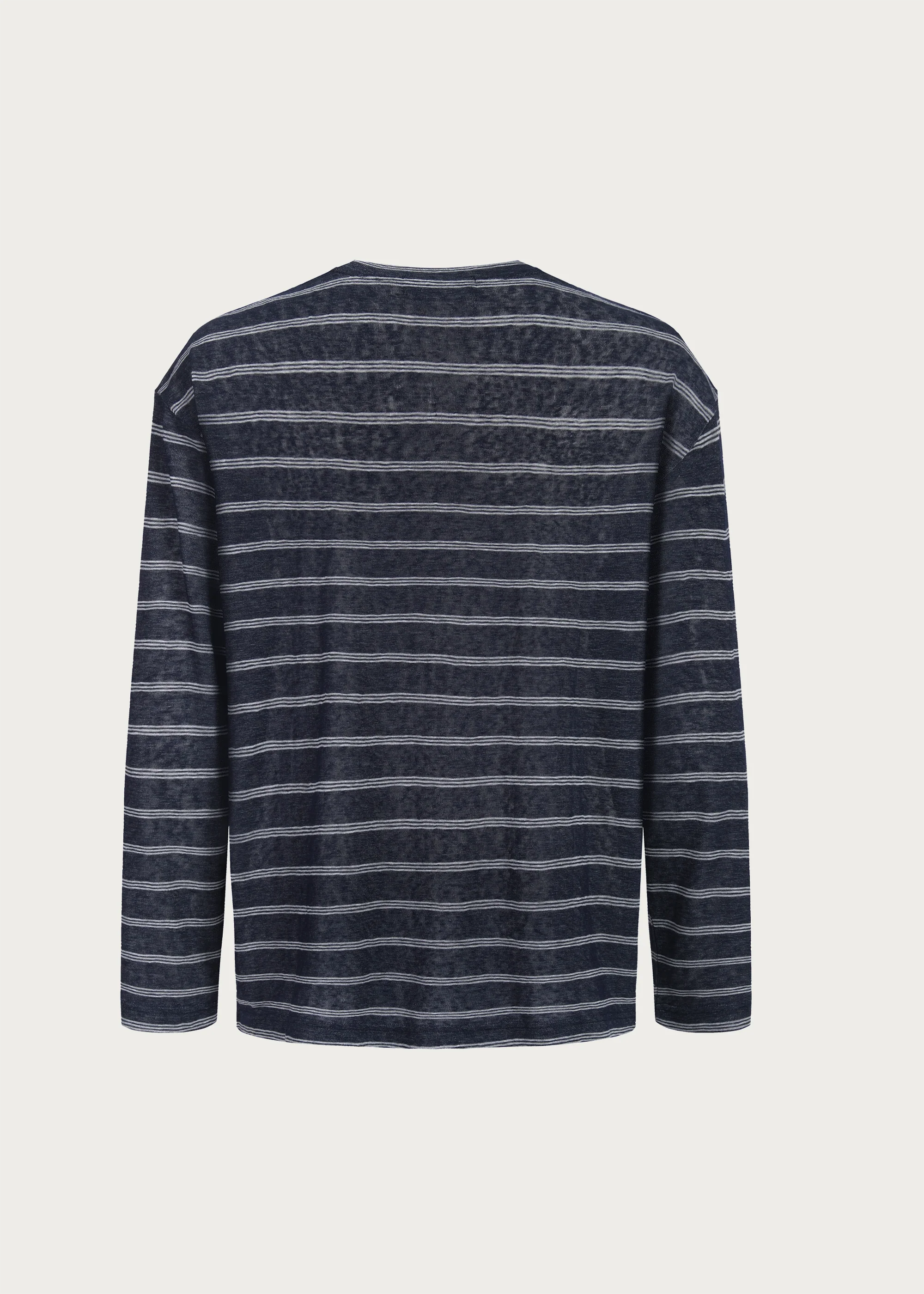 Basic Long-Sleeve Striped T-Shirt Blue - Image 4