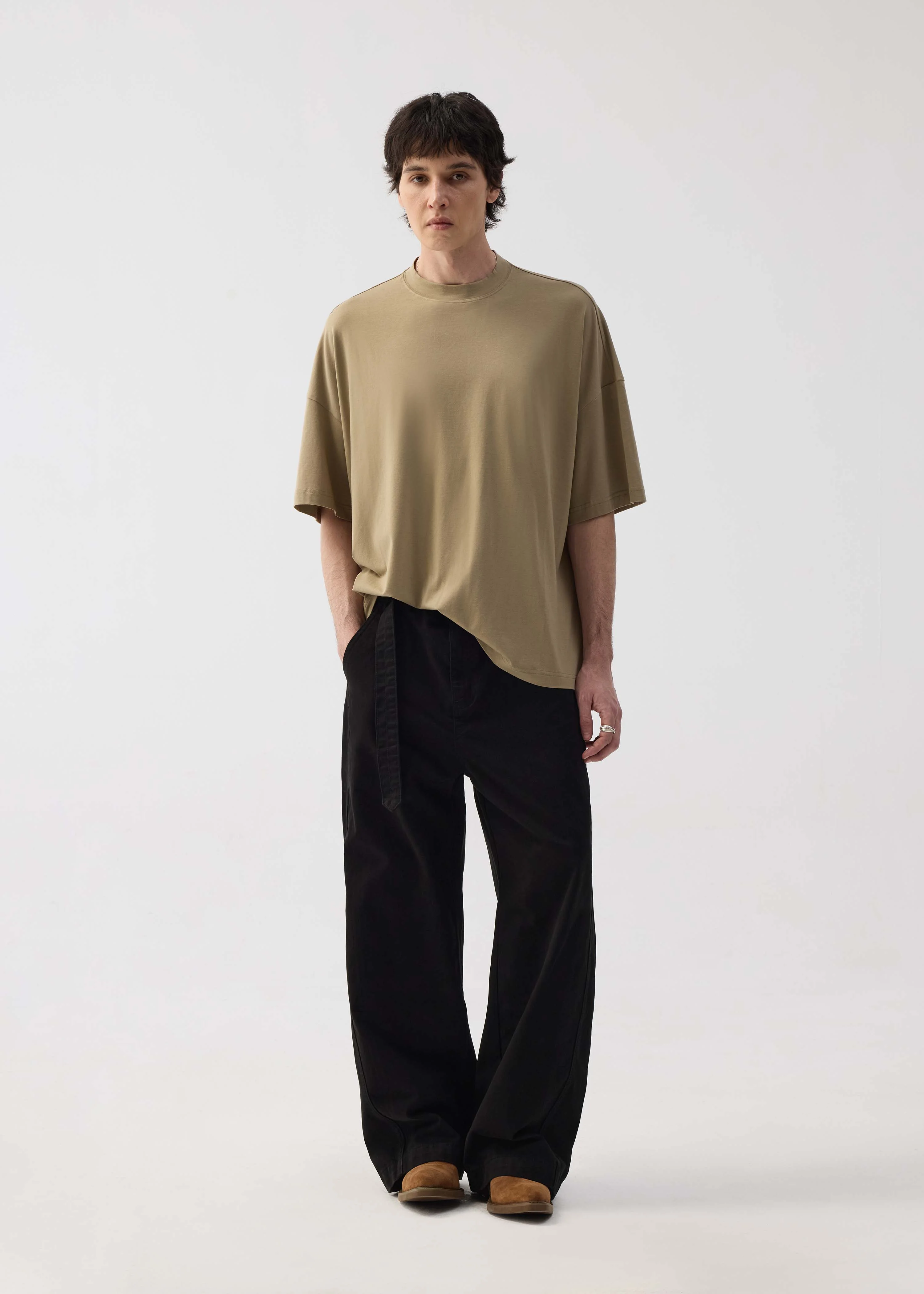 Basic Relaxed-Fit Short-Sleeve T-Shirt Khaki - Image 2
