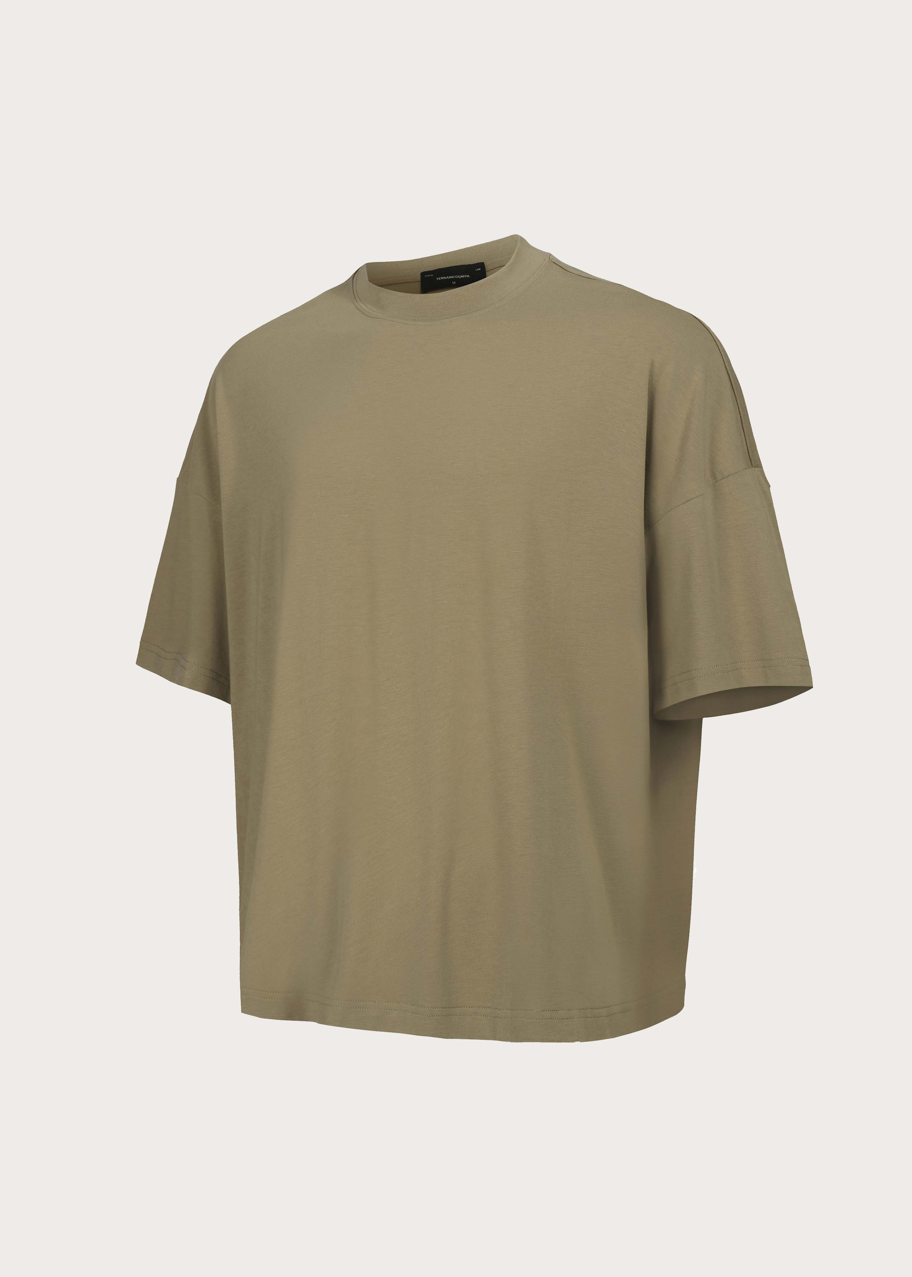 Basic Relaxed-Fit Short-Sleeve T-Shirt Khaki - Image 3
