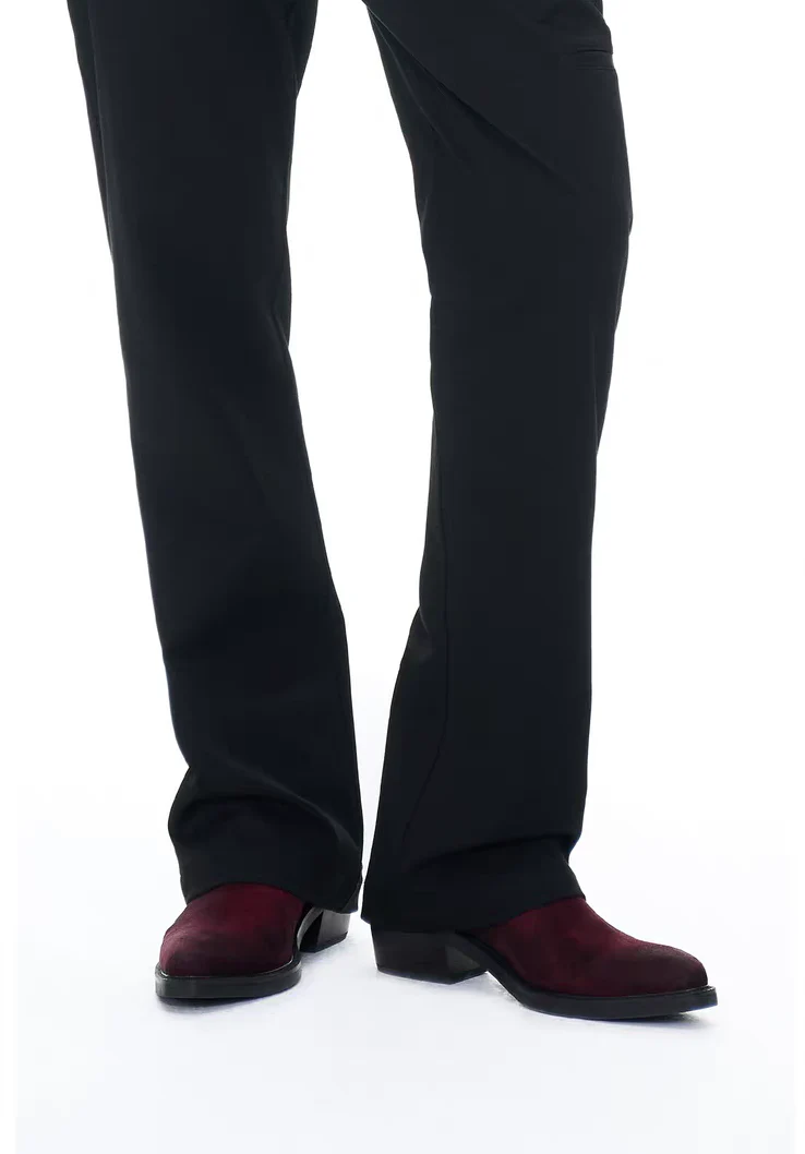 Chelsea boots Pointed-toe Velvet Garnet red - Image 3
