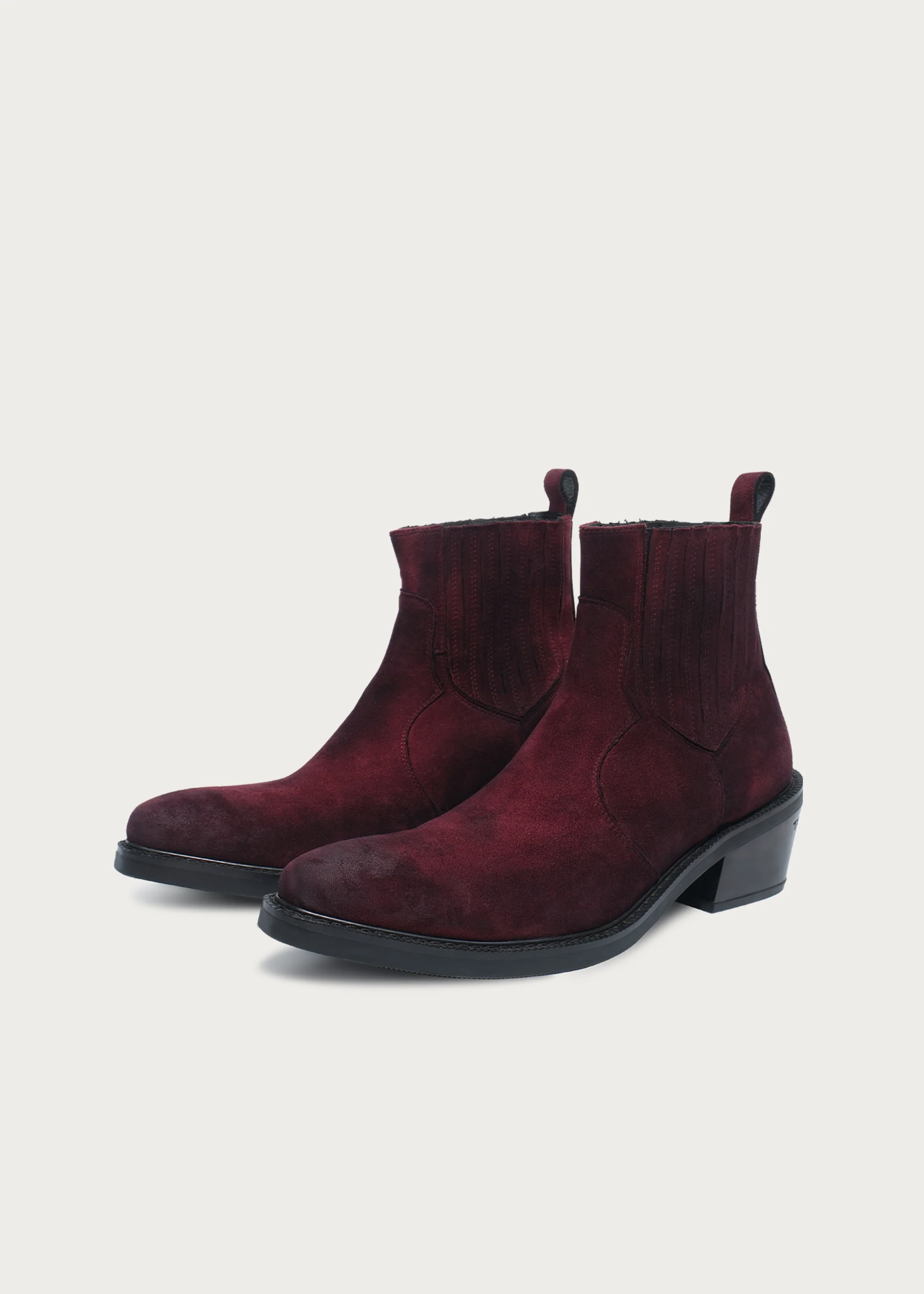 Chelsea boots Pointed-toe Velvet Garnet red - Image 4