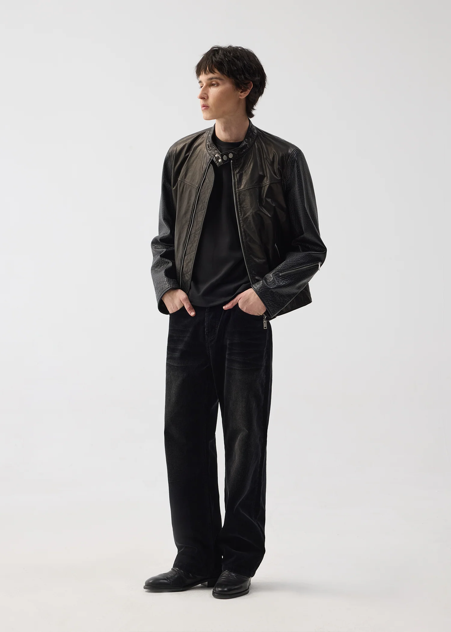 Cowhide and sheepskin patchwork leather jacket - Image 2