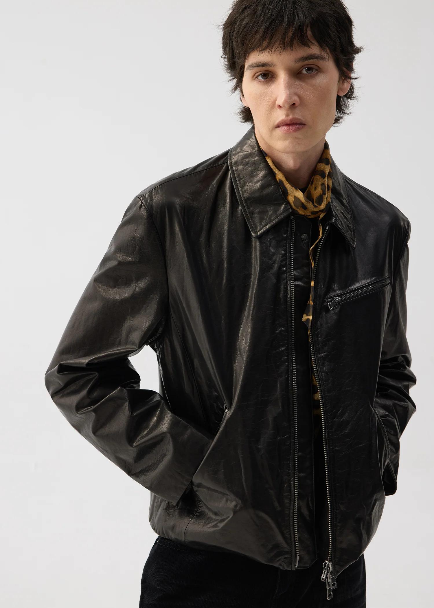 Vegetable-tanned leather zipper genuine leather jacket - Image 2
