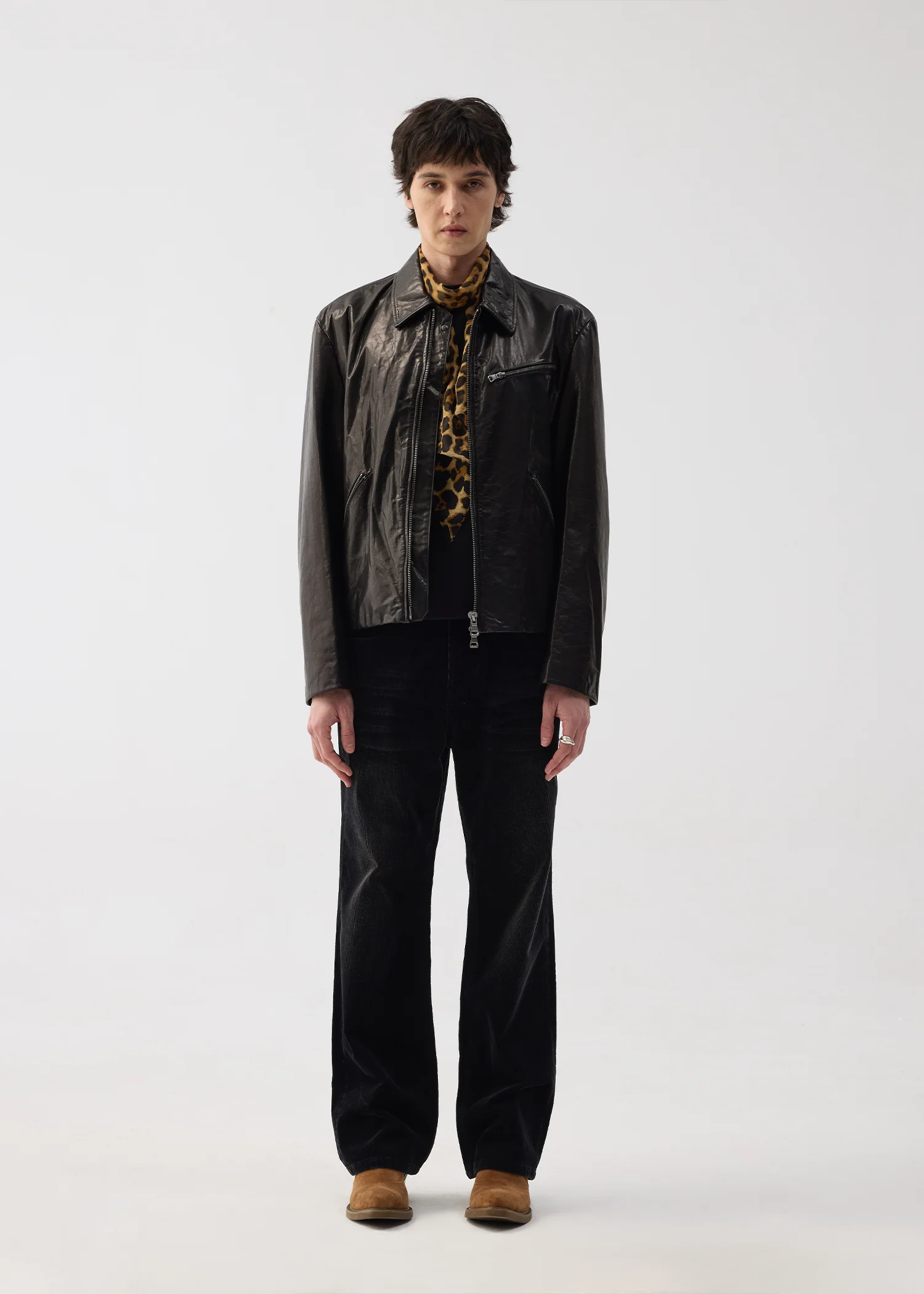 Vegetable-tanned leather zipper genuine leather jacket - Image 3
