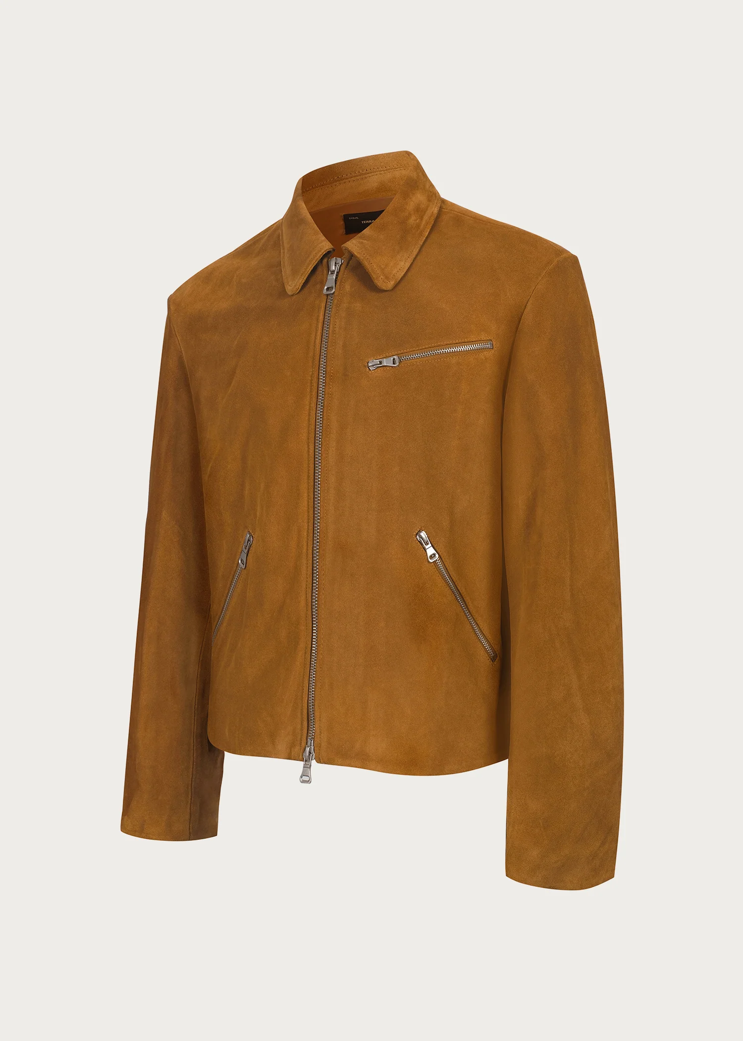 Cowhide suede zip-up leather jacket - Image 4