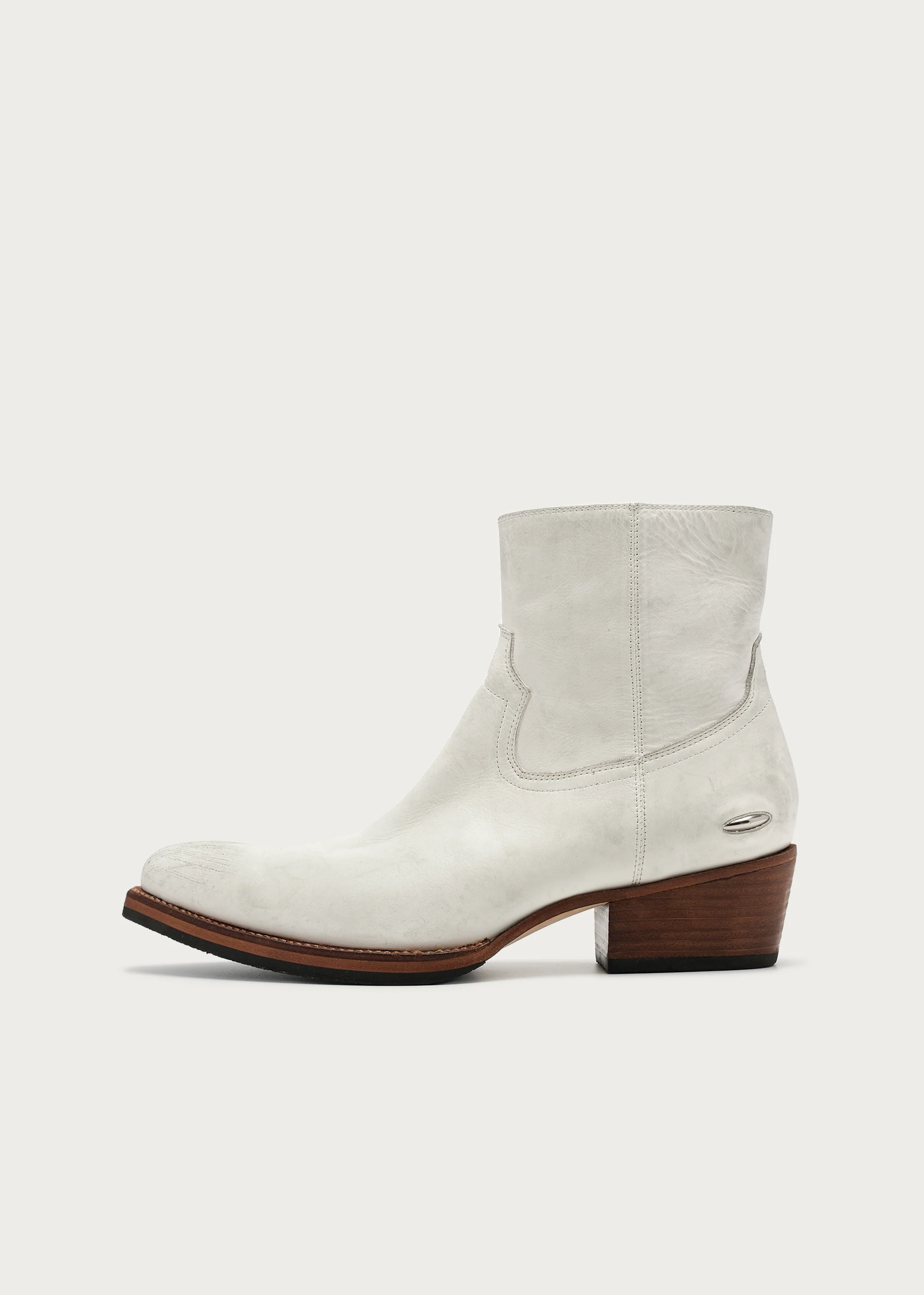 Distressed White Ankle Boots