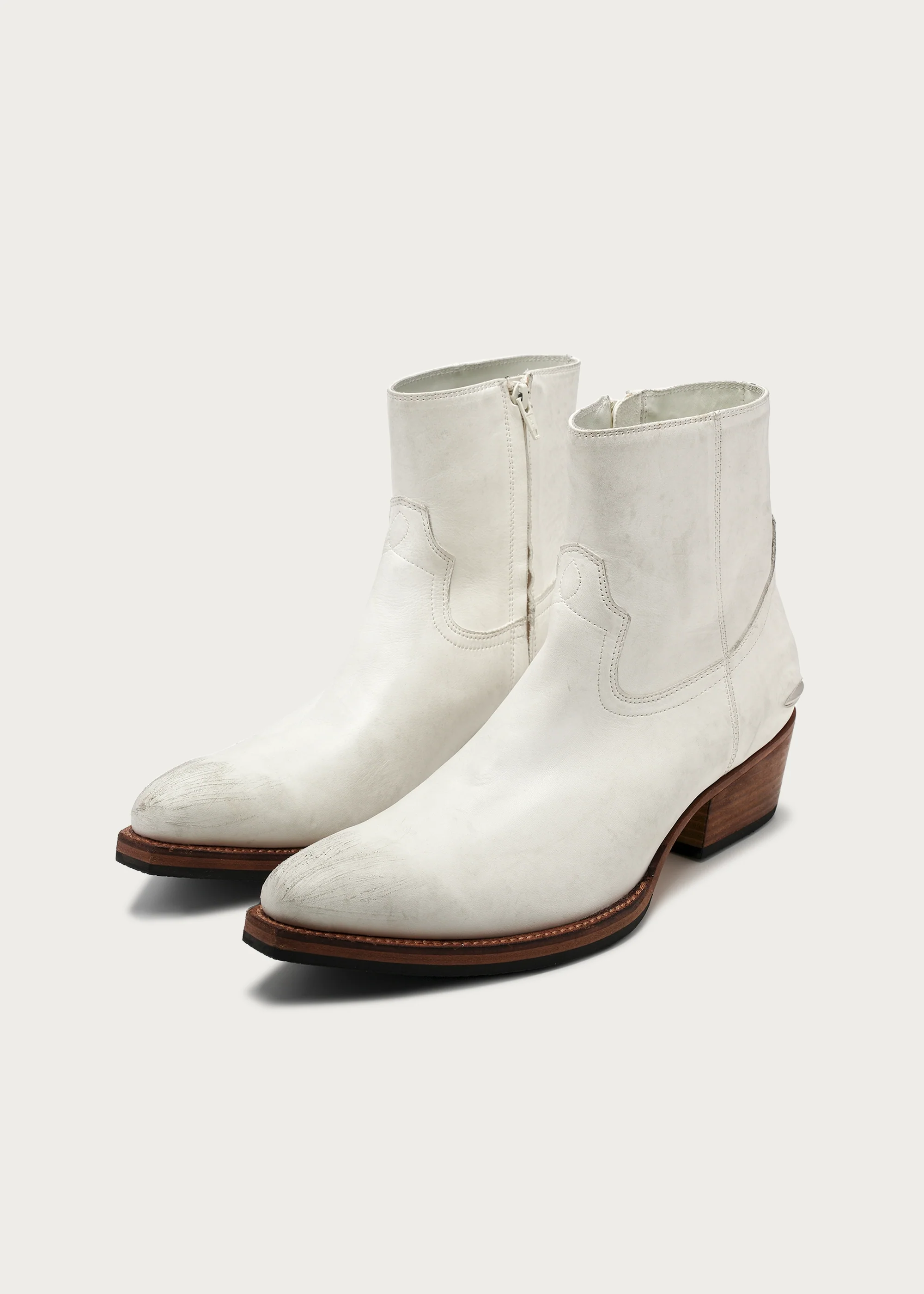 Distressed White Ankle Boots - Image 4