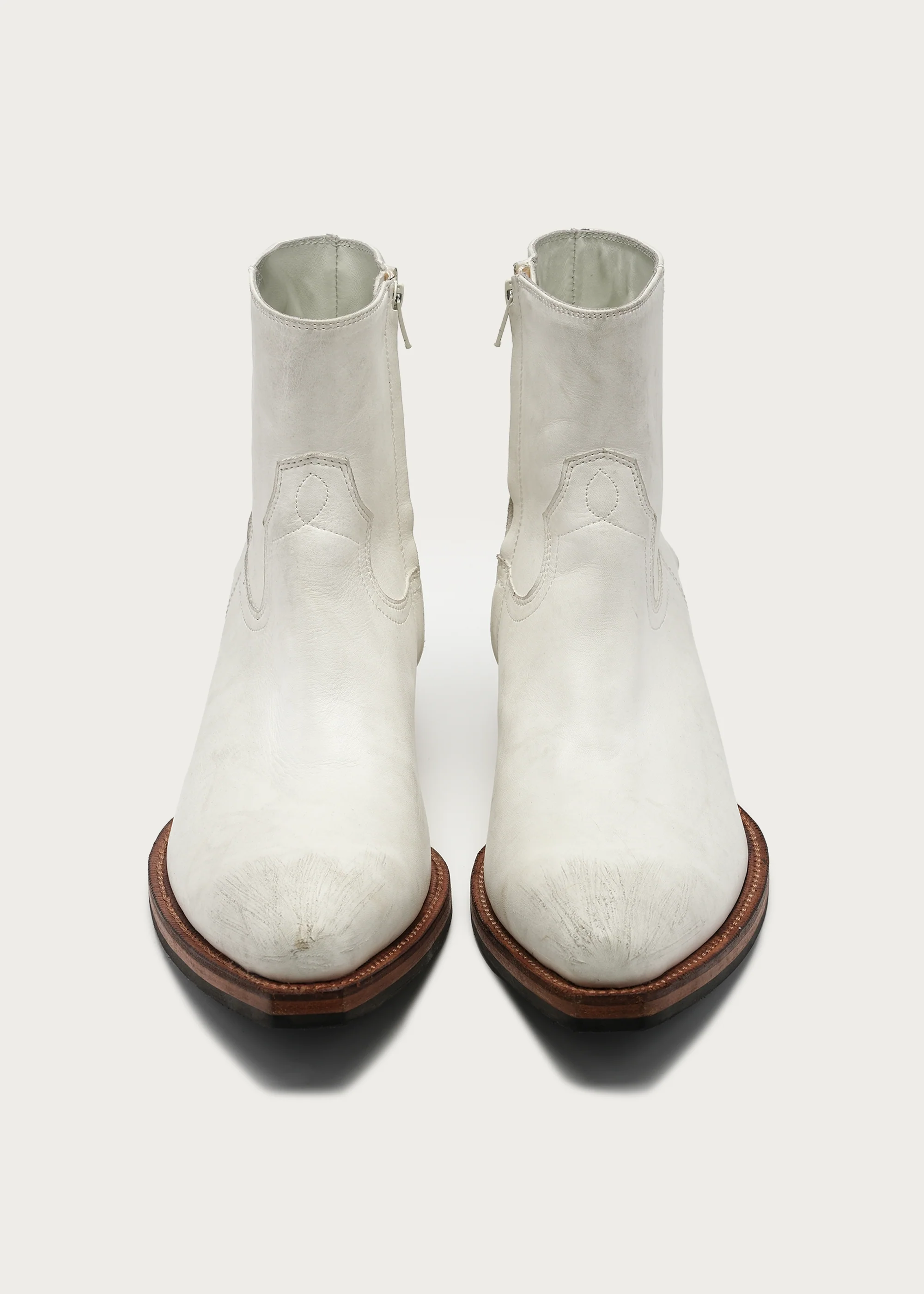 Distressed White Ankle Boots - Image 7