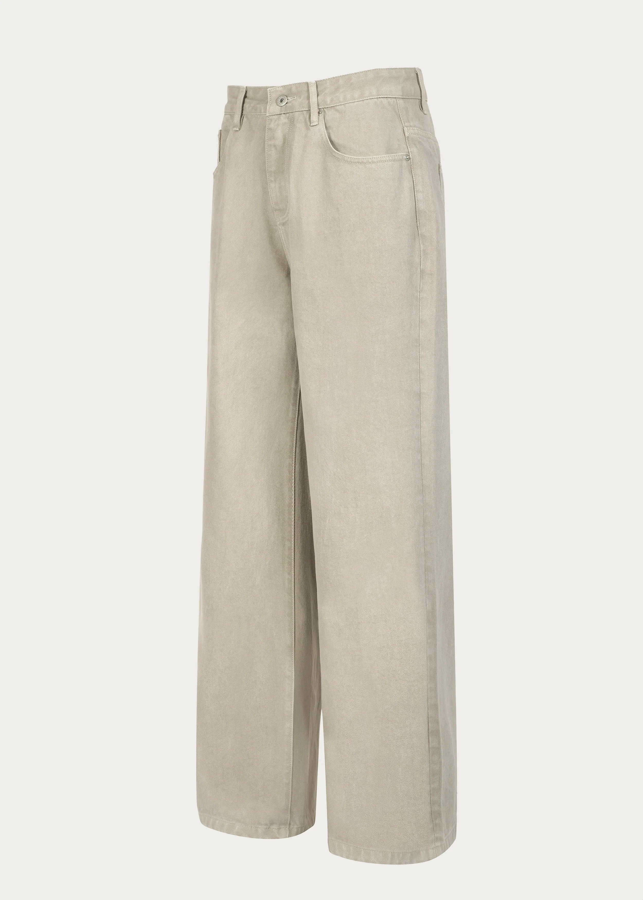 Light khaki Washed Straight-leg pants with a subtle flare - Image 3