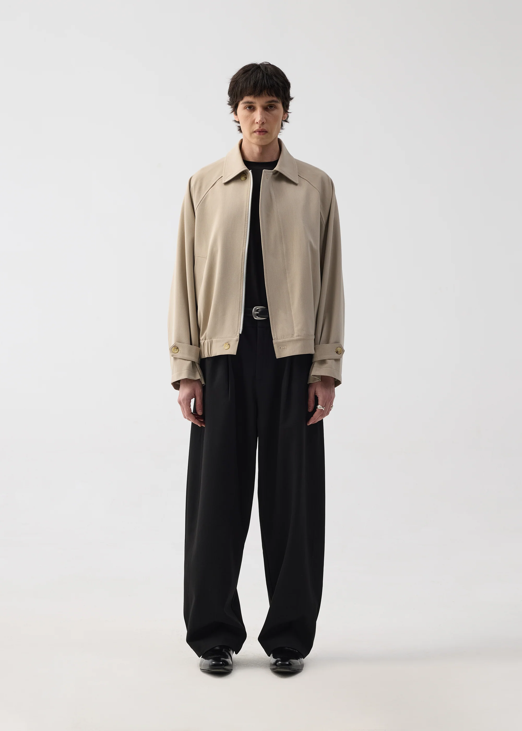 Drapey Wool-Blend Pleated Trousers Black - Image 2