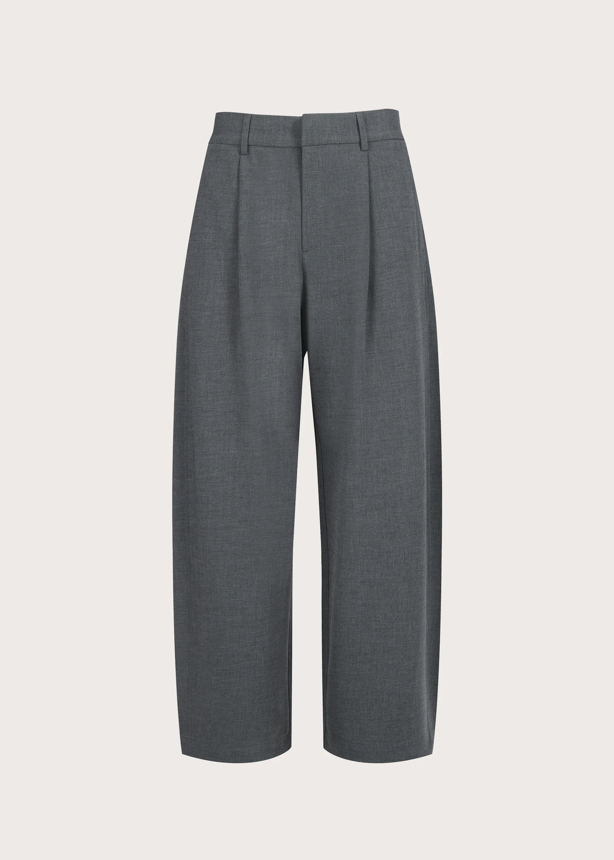 Drapey Wool-Blend Pleated Trousers Grey