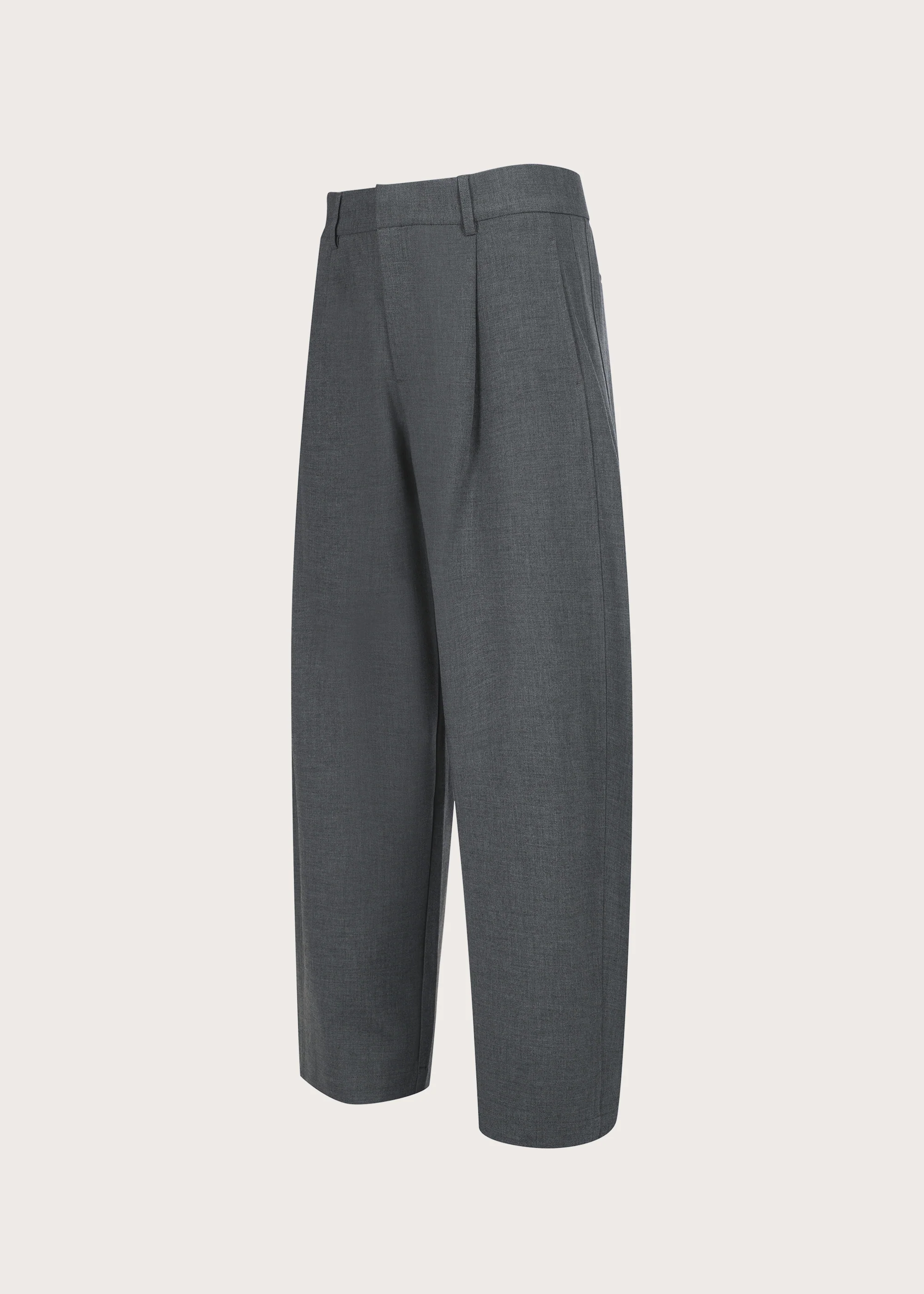 Drapey Wool-Blend Pleated Trousers Grey - Image 3