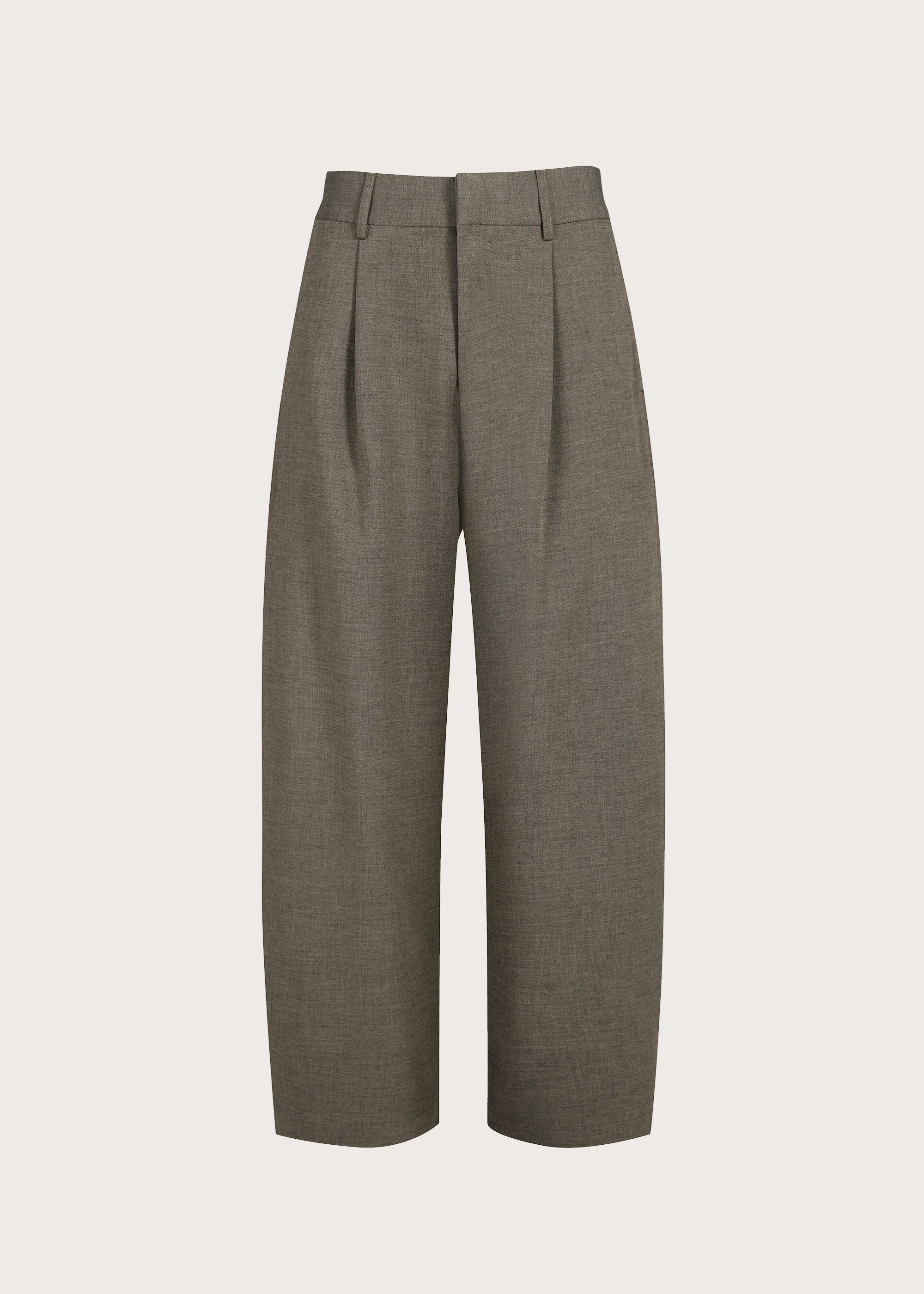 Drapey Wool-Blend Pleated Trousers Khaki