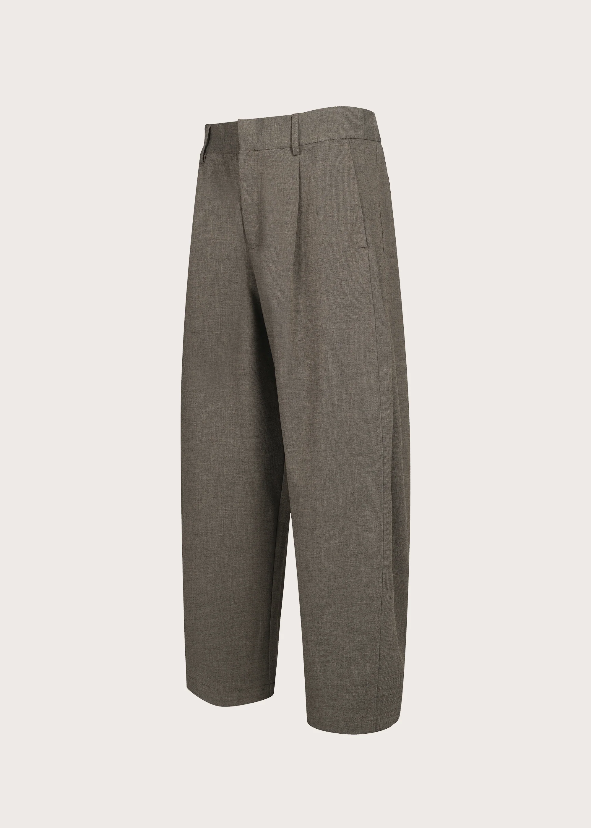 Drapey Wool-Blend Pleated Trousers Khaki - Image 3