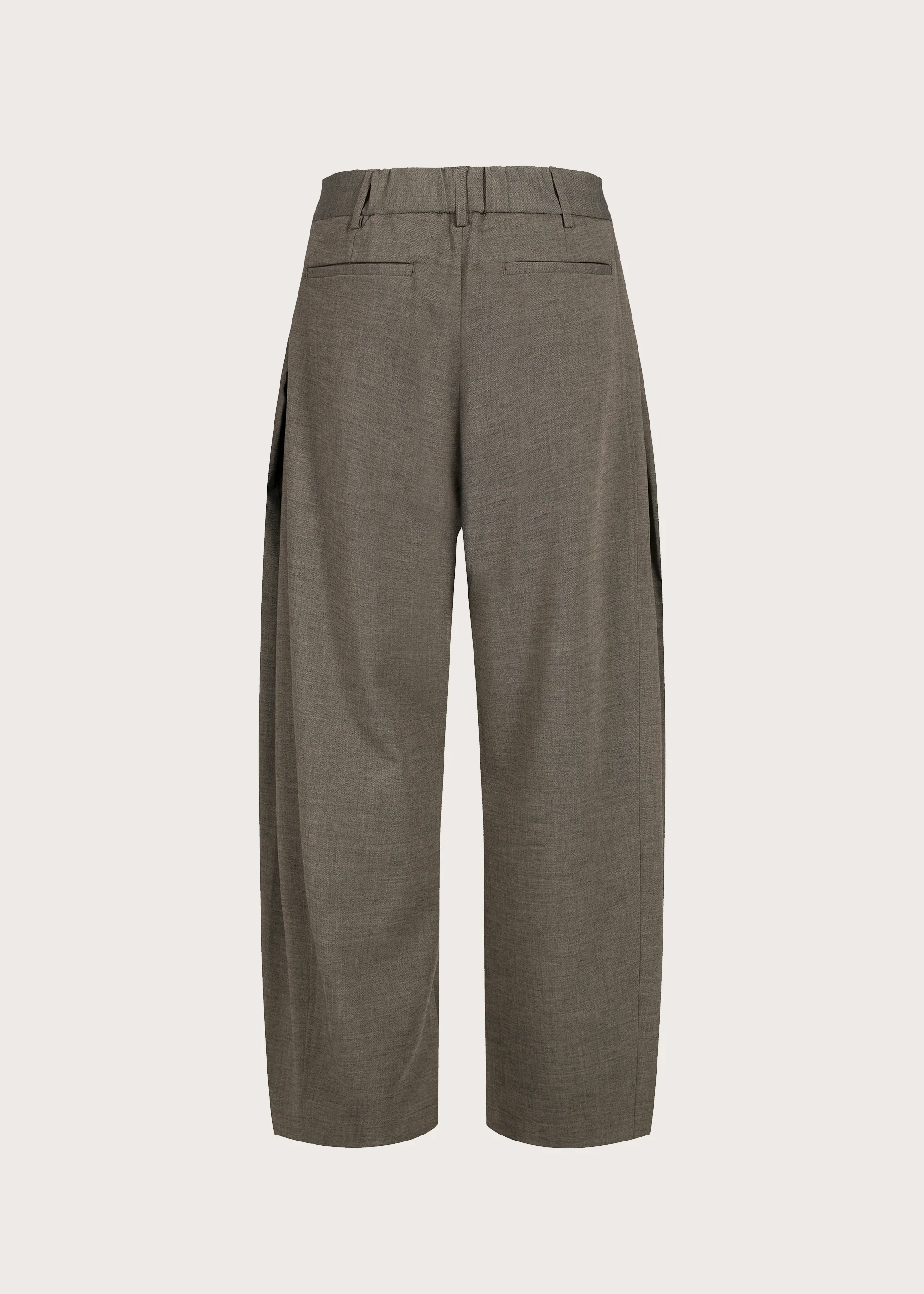 Drapey Wool-Blend Pleated Trousers Khaki - Image 4