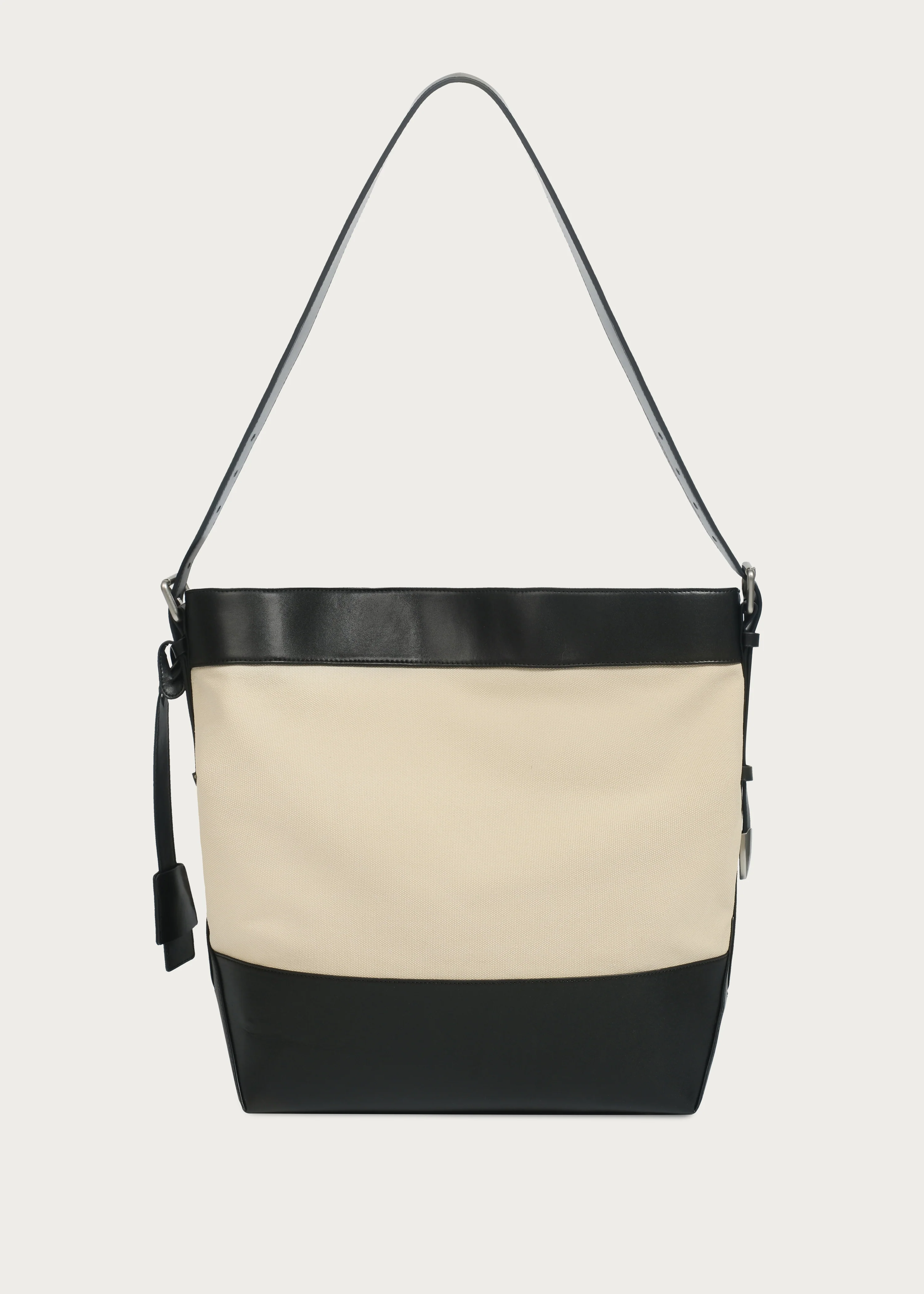 Tote bag Microfiber-leather Patchwork Washed distressed canvas Light khaki - Image 5