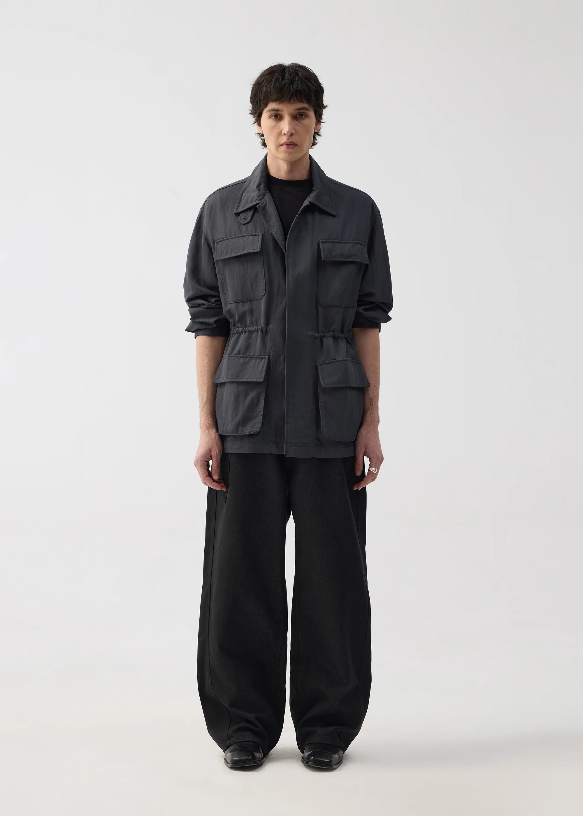 Four-Pocket Draped Lapel Jacket - Image 2