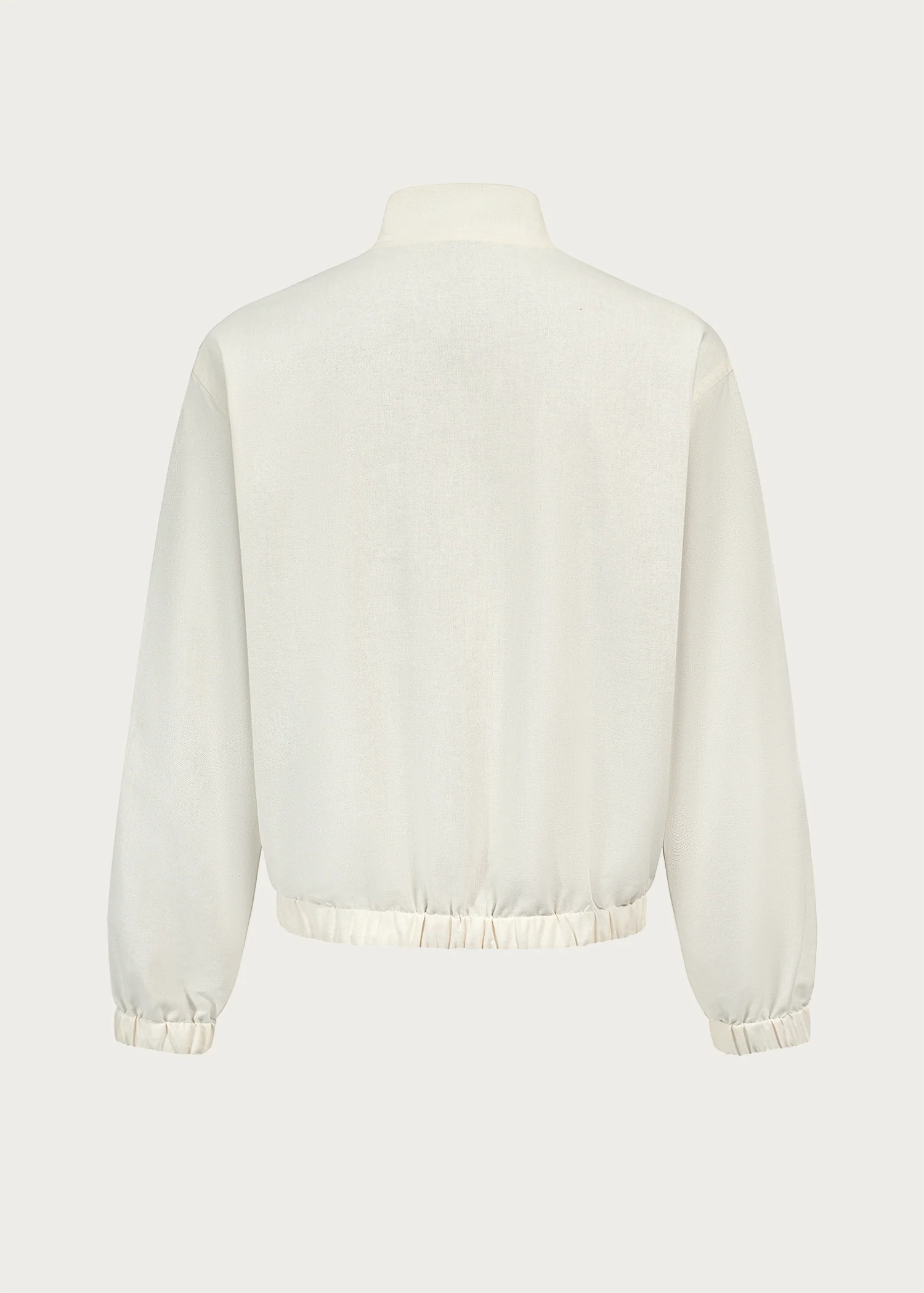 Khaki/Blue Reversible Color-block Linen-Blend High-Neck Jacket - Image 6