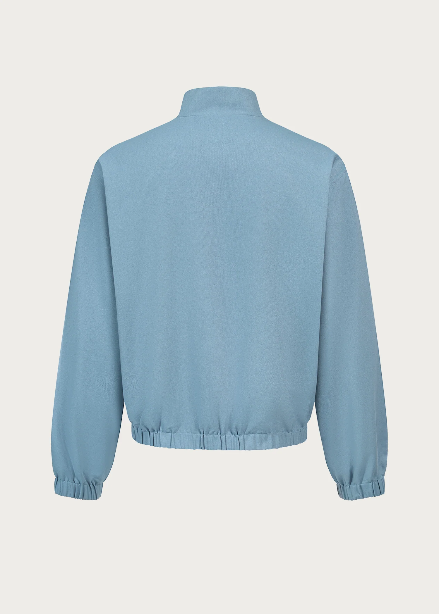 Khaki/Blue Reversible Color-block Linen-Blend High-Neck Jacket - Image 8