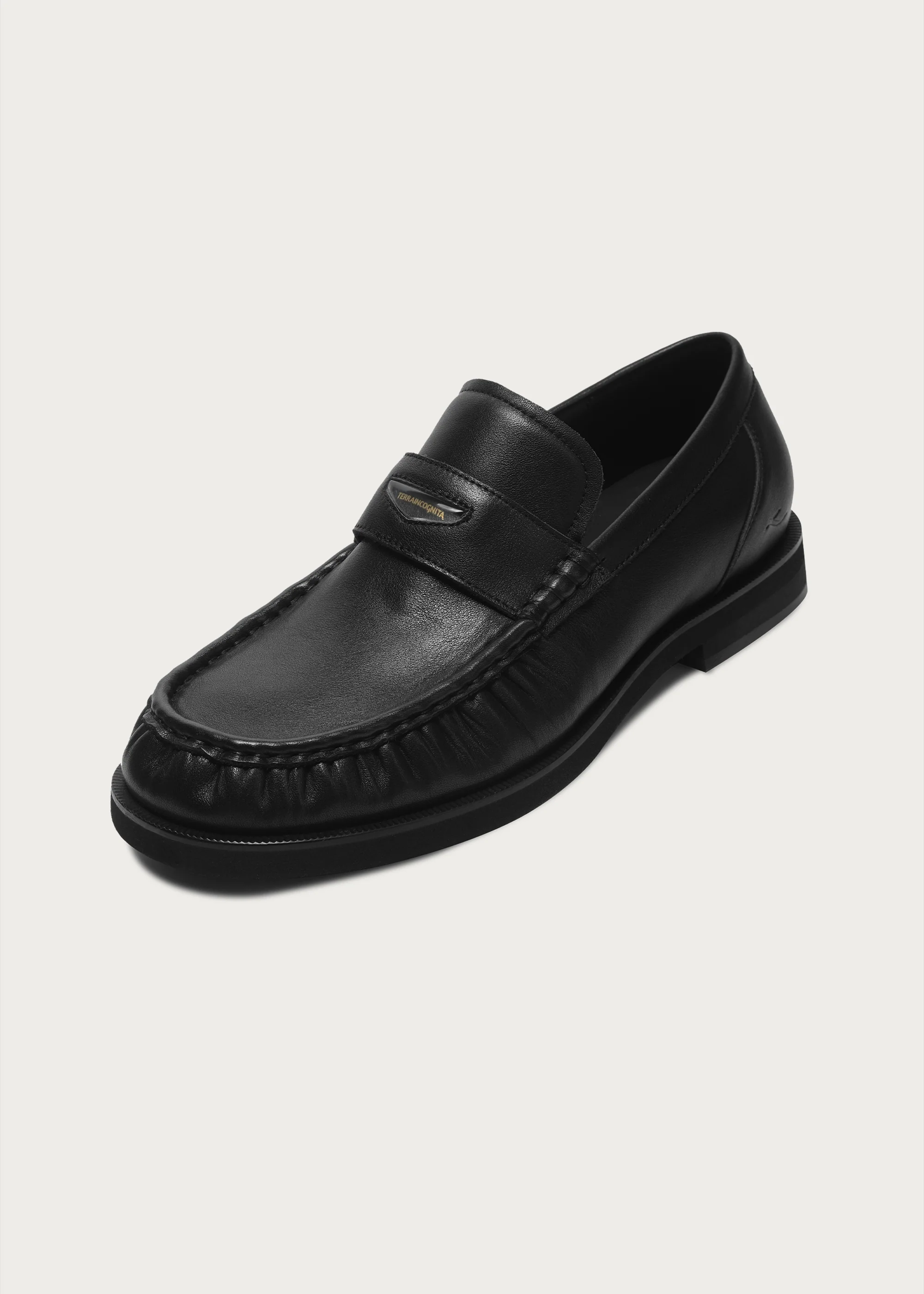 Milled Leather Round-Toe Vintage Loafers Black - Image 7