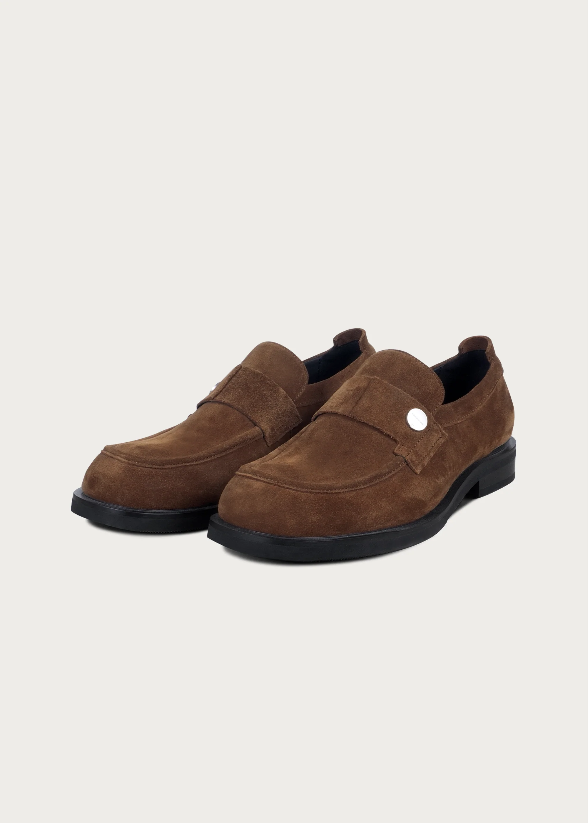 Loafers Button Leather Brown - Image 3