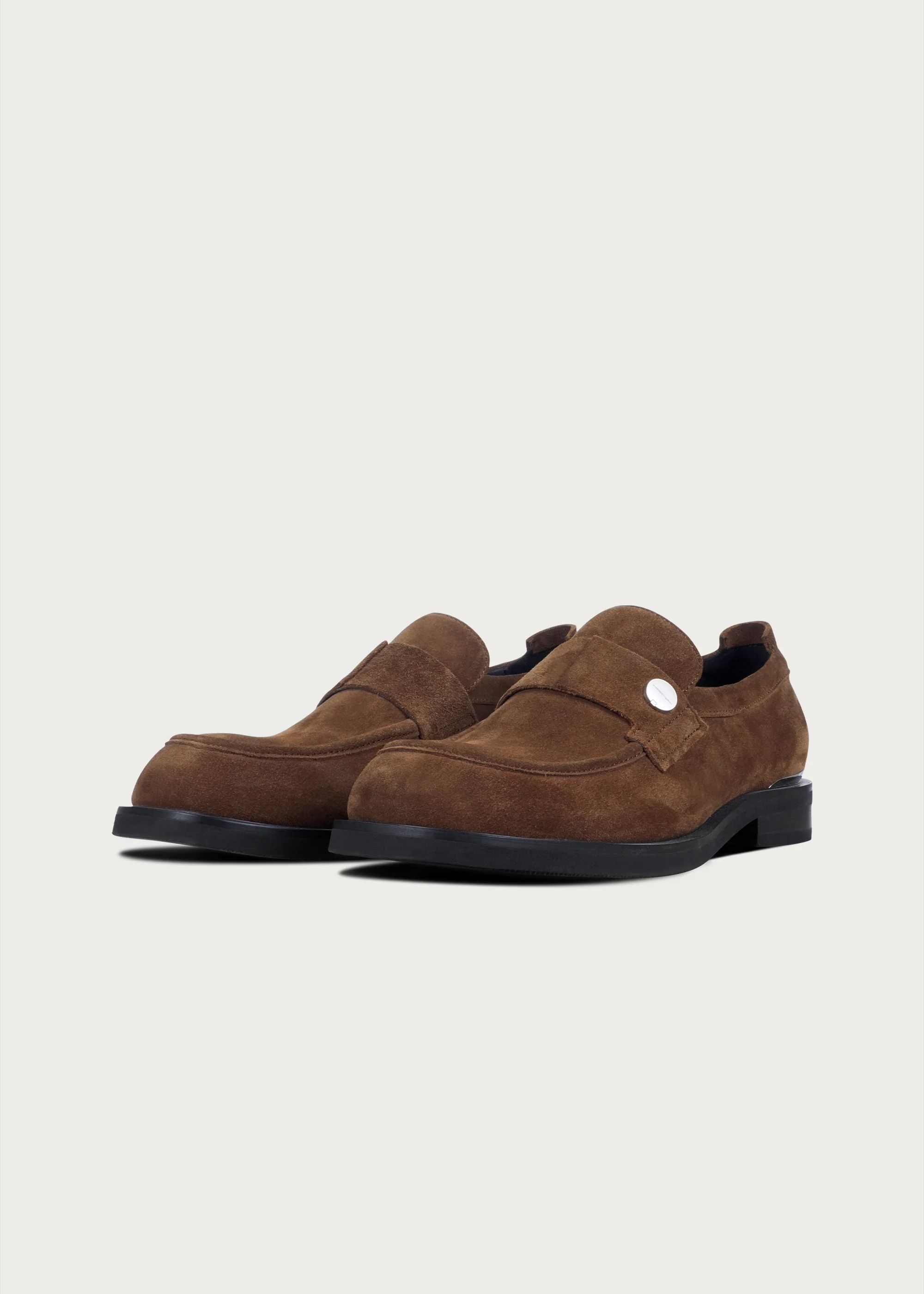 Loafers Button Leather Brown - Image 4