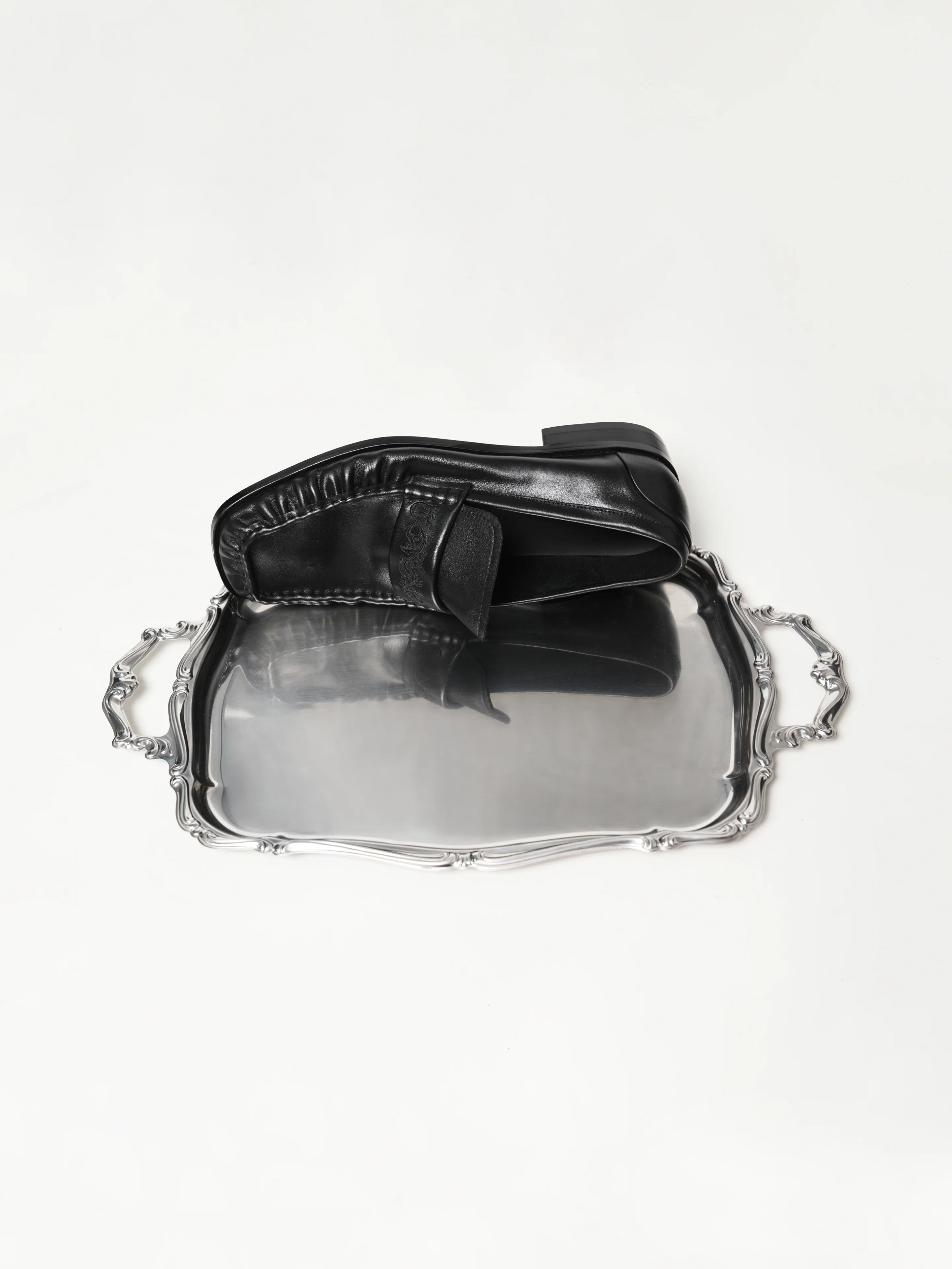 Loafers Square-toe Vine-engraved Elegant black - Image 3