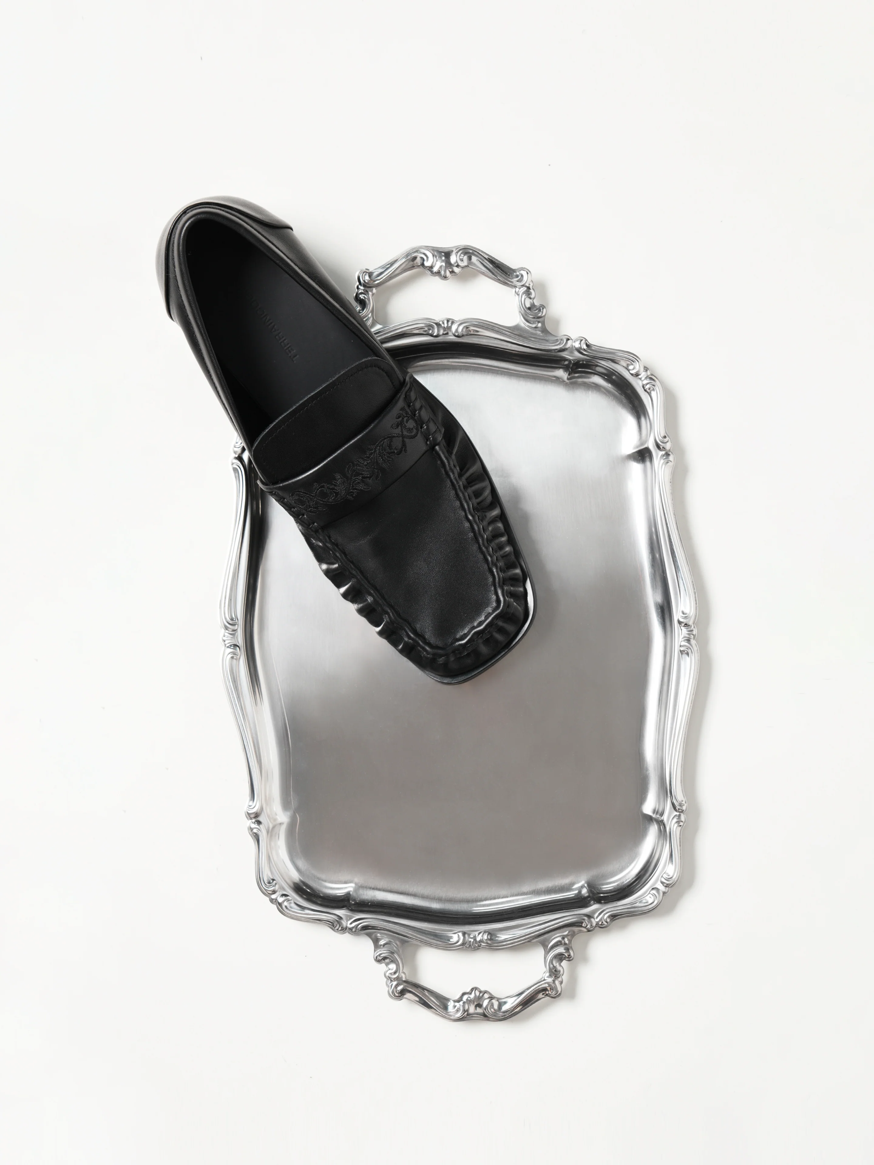 Loafers Square-toe Vine-engraved Elegant black - Image 5