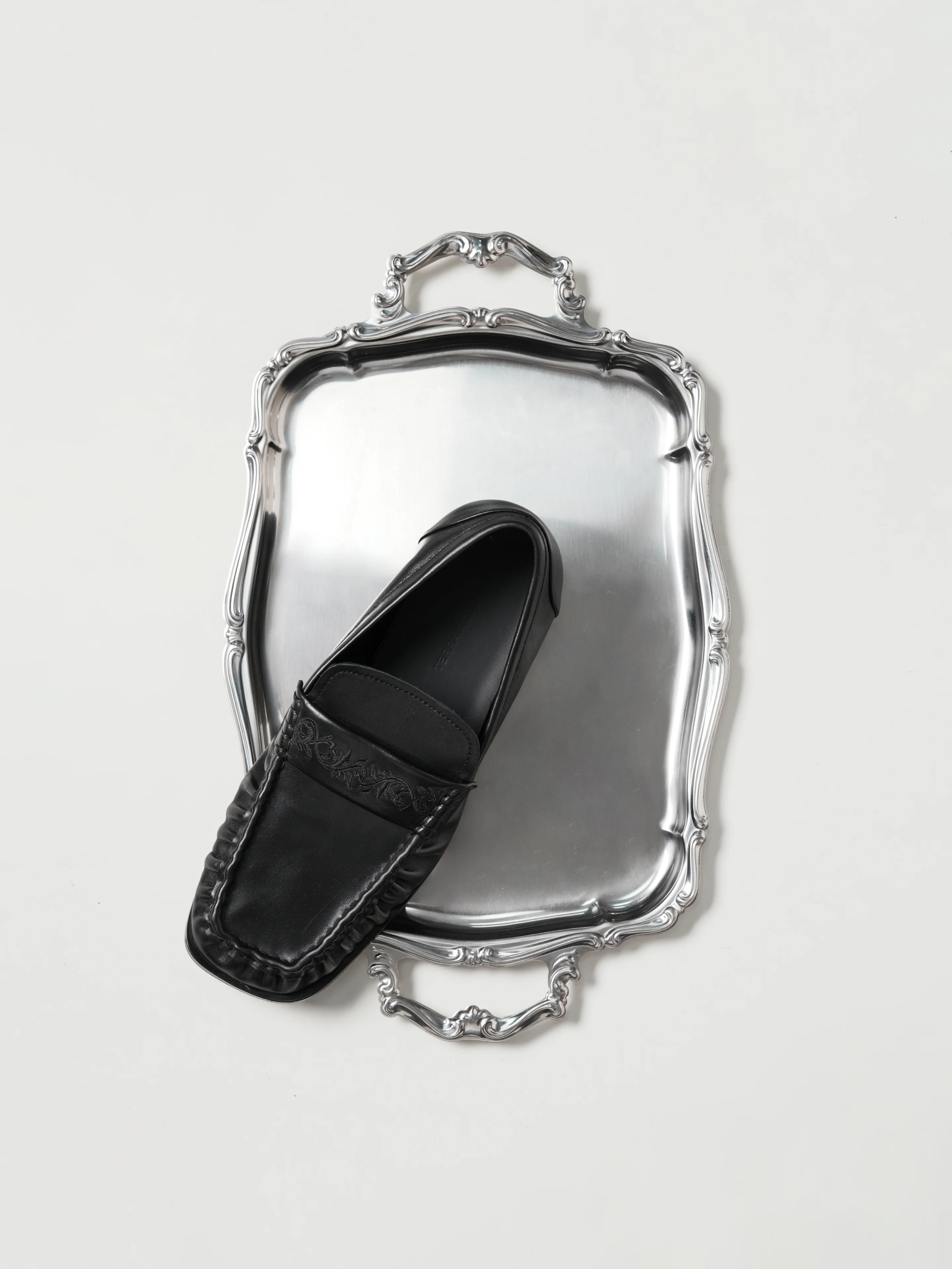 Loafers Square-toe Vine-engraved Elegant black - Image 7