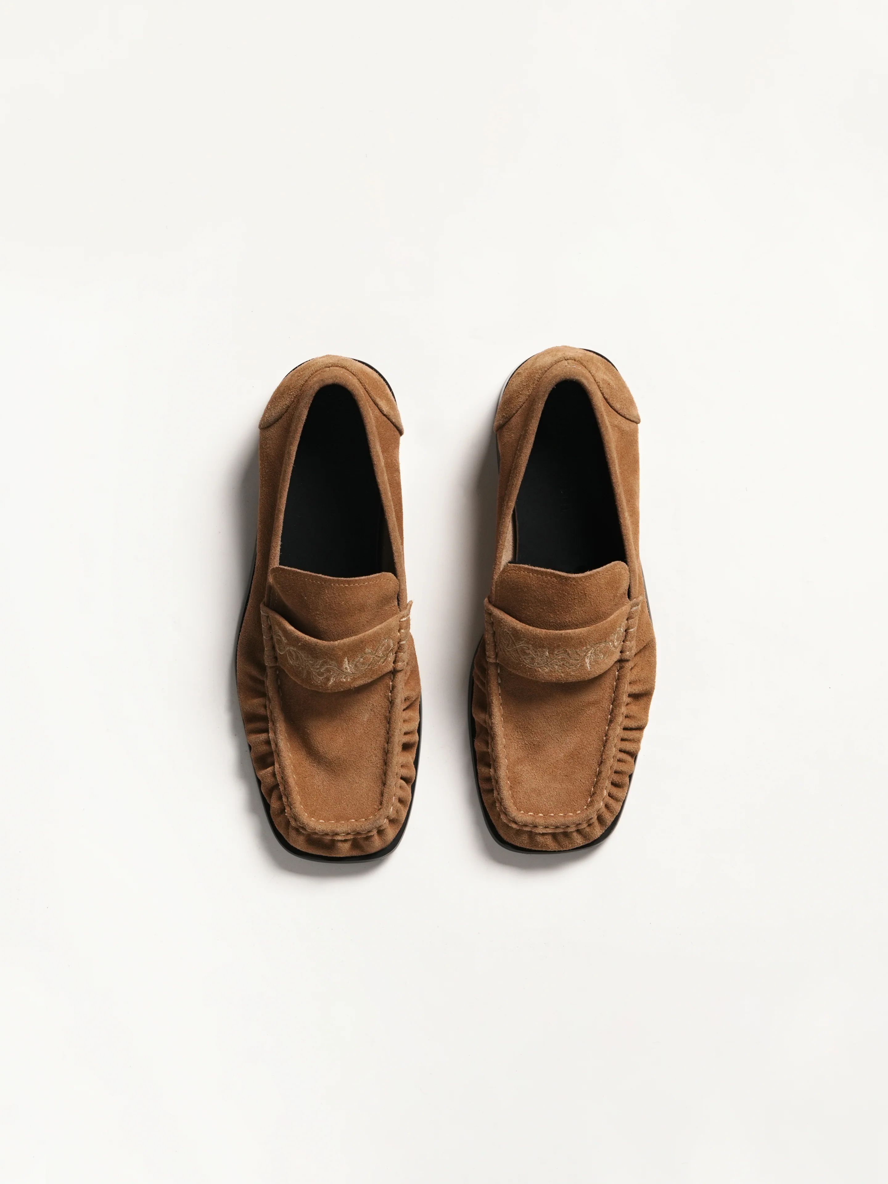 Loafers Square-toe Vine-engraved Khaki brown - Image 3