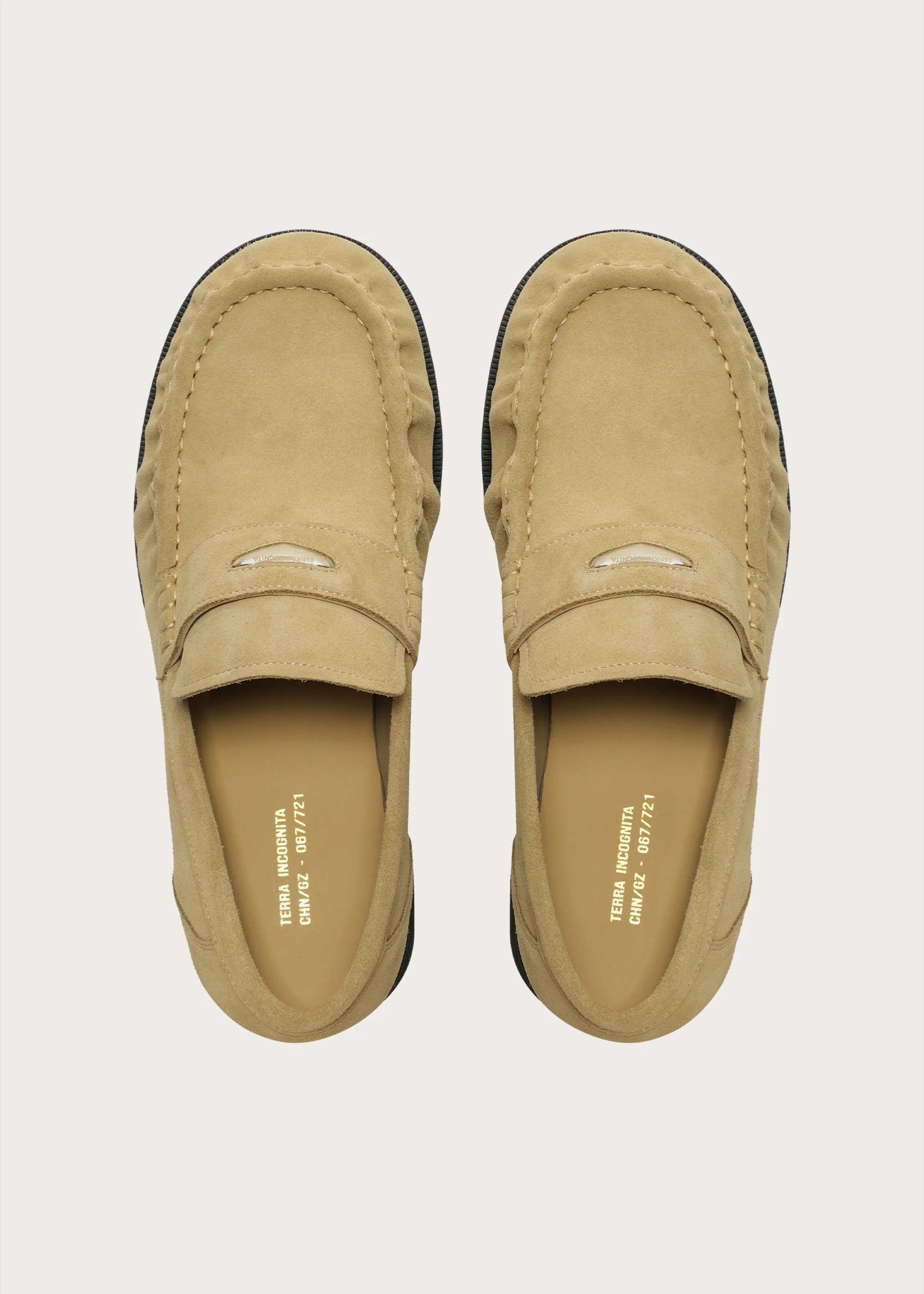 Suede Round-Toe Vintage Loafers Light Khaki - Image 4