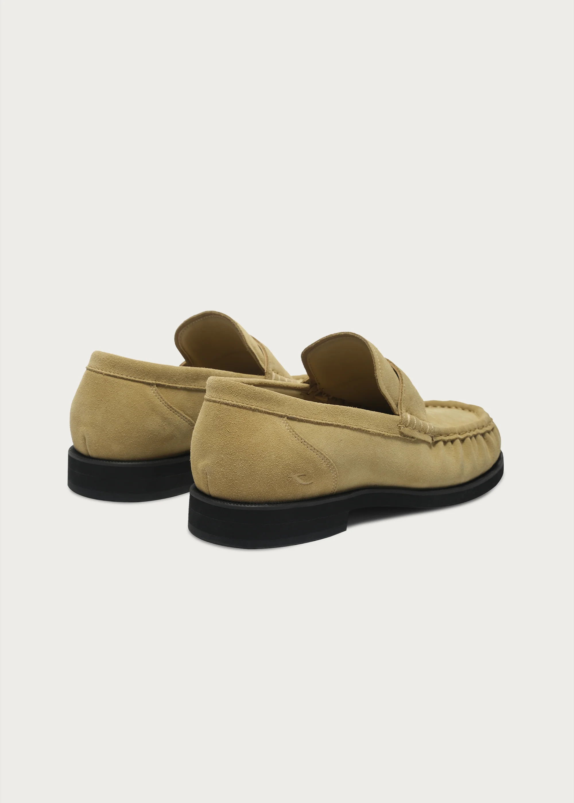Suede Round-Toe Vintage Loafers Light Khaki - Image 8