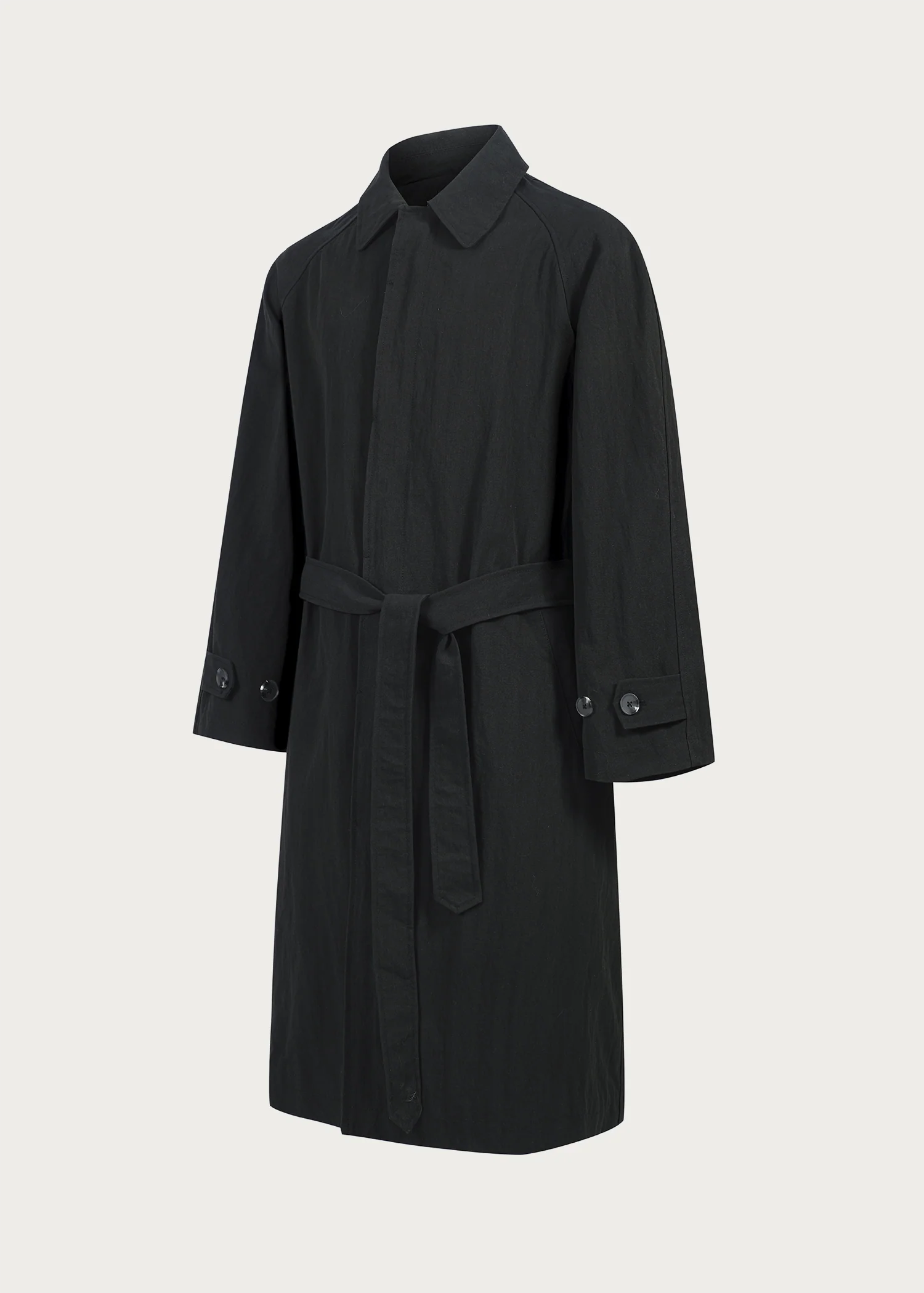 Long trench coat with lapel Black - Image 3