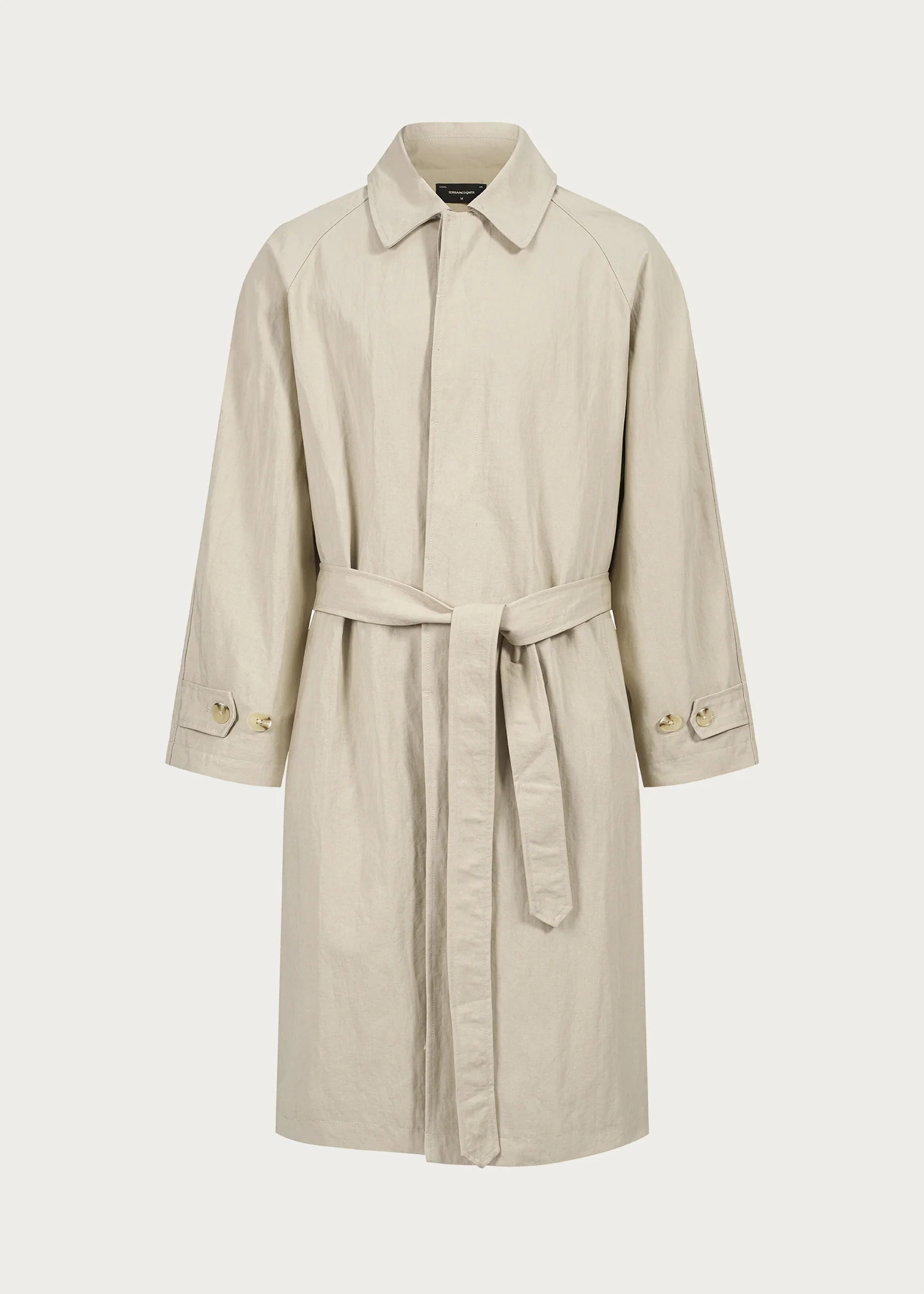 Long trench coat with lapel Khaki