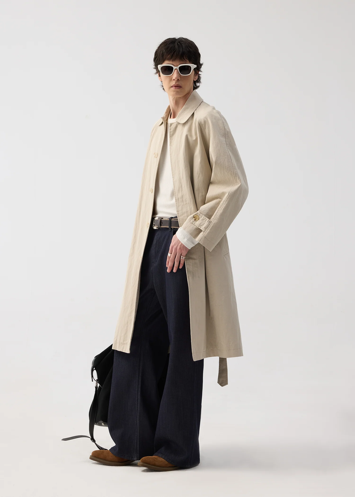 Long trench coat with lapel Khaki - Image 3