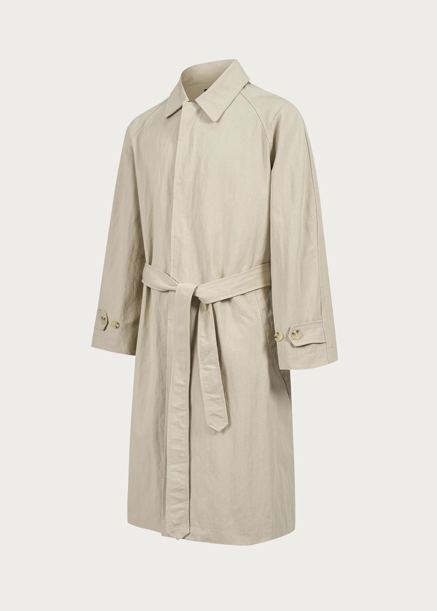 Long trench coat with lapel Khaki - Image 4