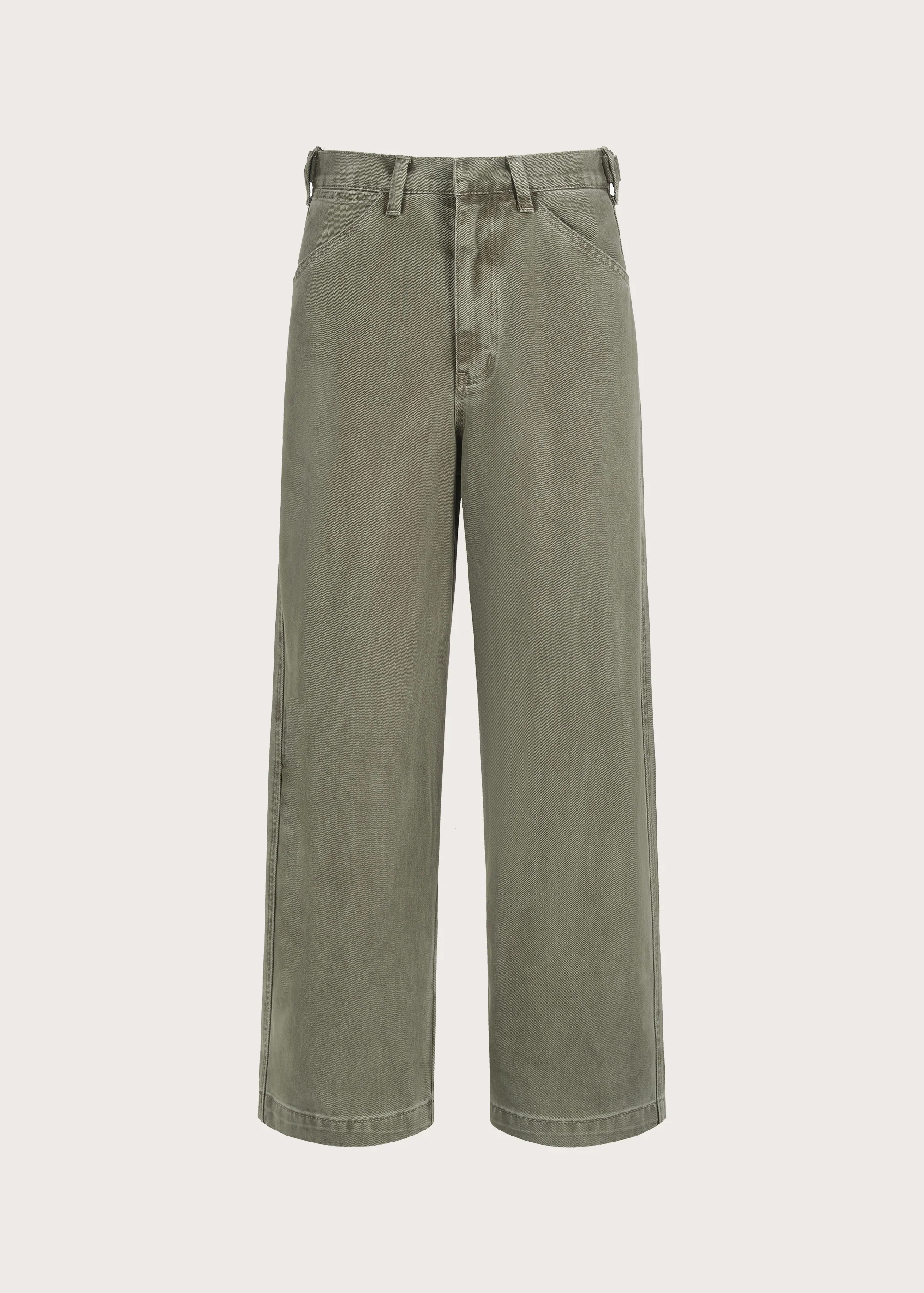 Loose-fitting jeans with an adjustable waistband Green