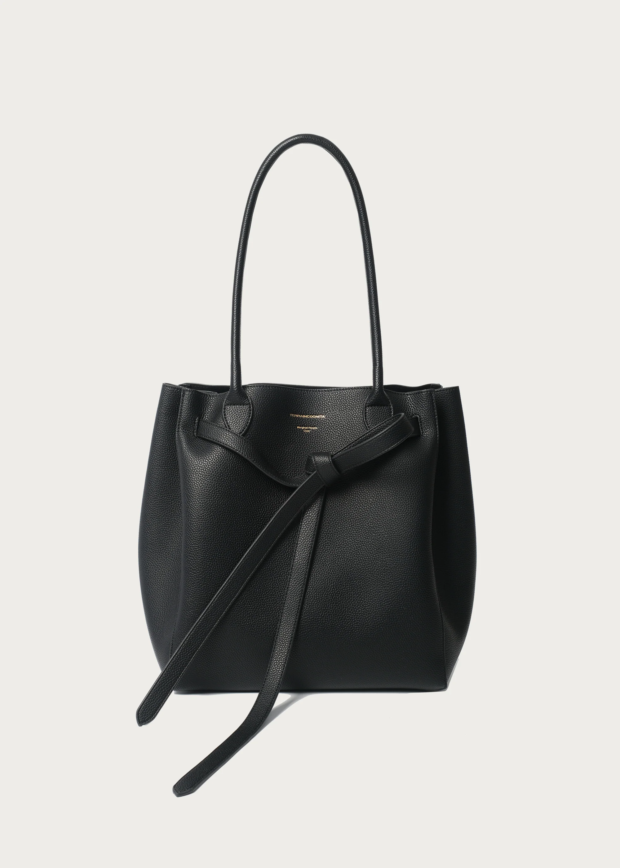 Lychee-Grain Microfiber Leather Large-Capacity Tote Bag Black - Image 3