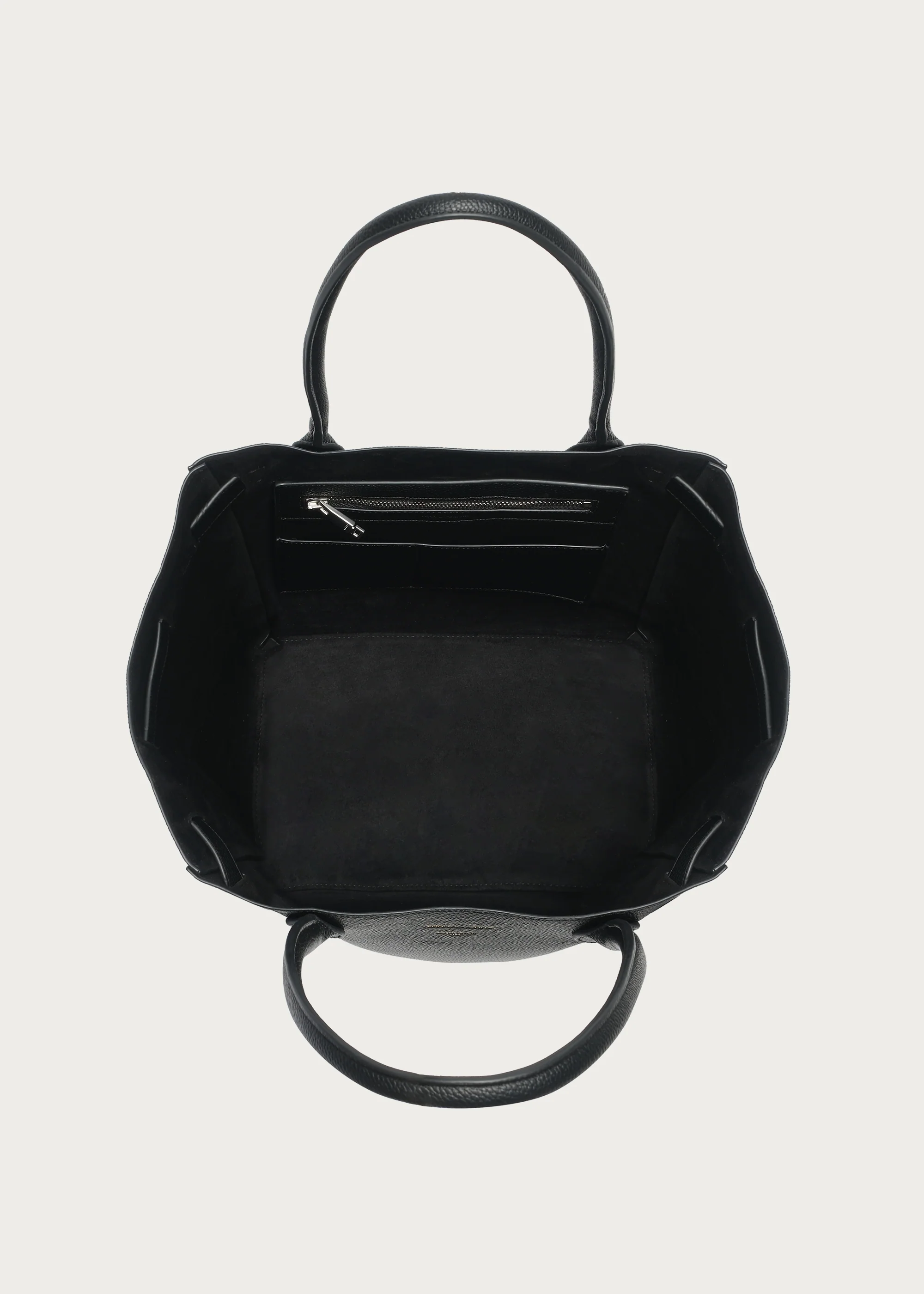 Lychee-Grain Microfiber Leather Large-Capacity Tote Bag Black - Image 6