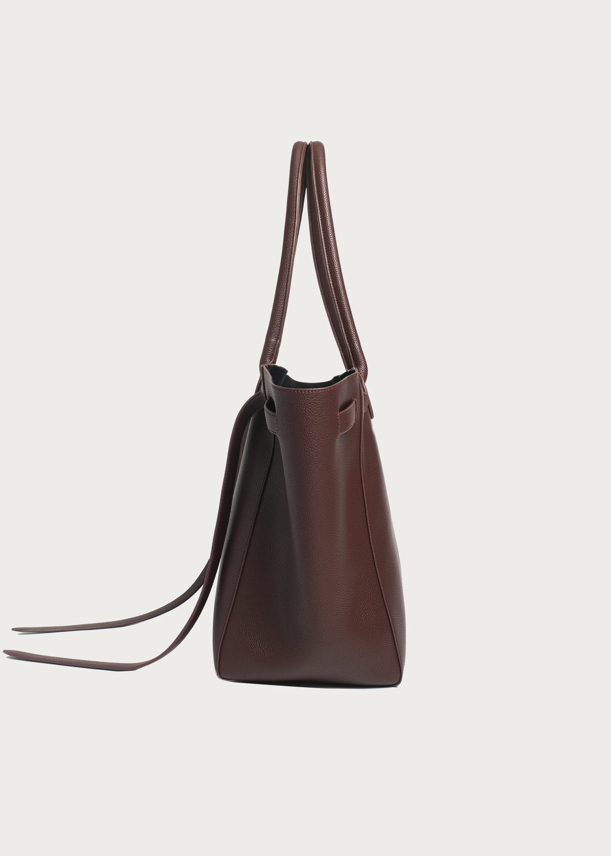 Lychee-Grain Microfiber Leather Large-Capacity Tote Bag Red - Image 5