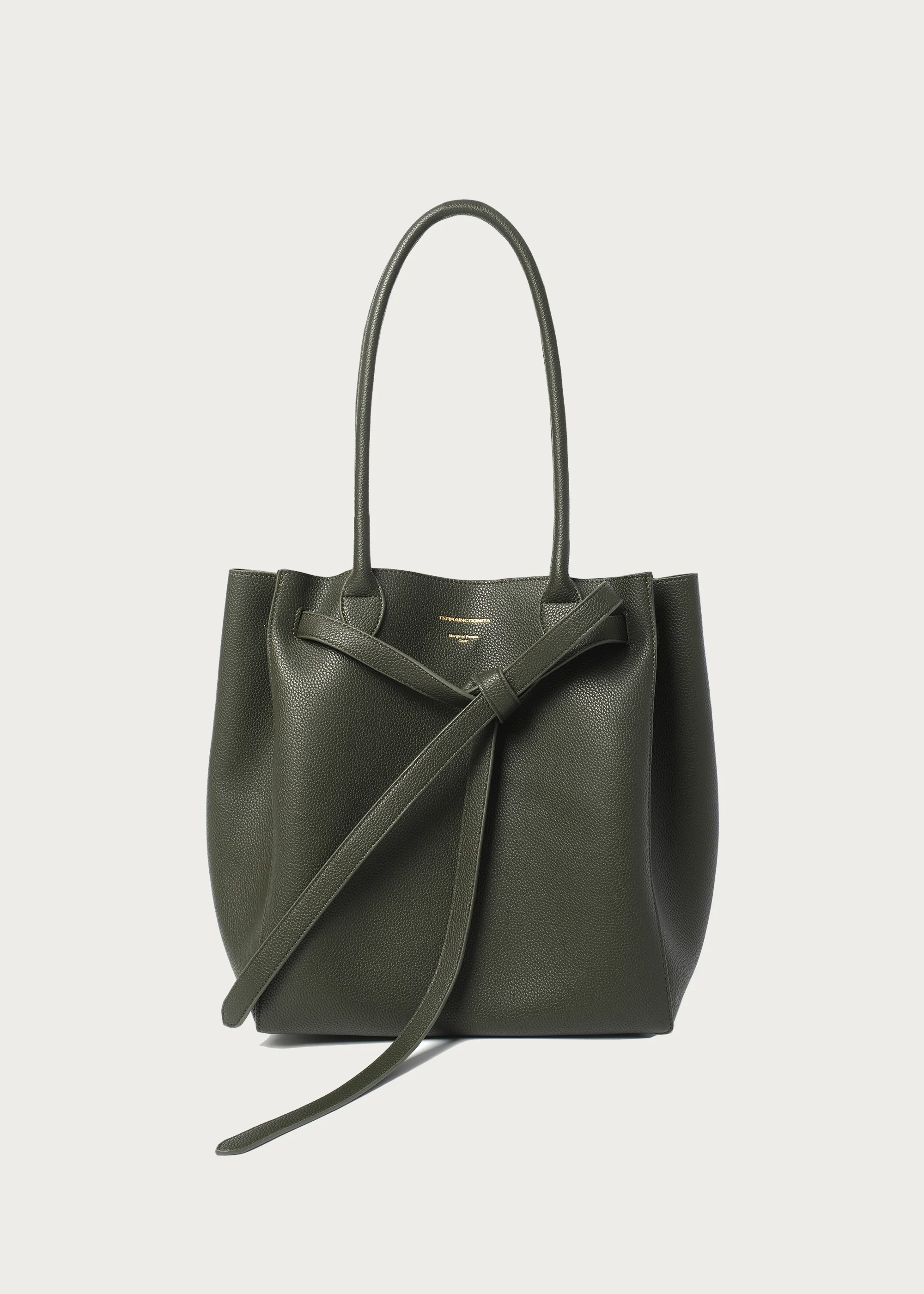 Lychee-Grain Microfiber Leather Large-Capacity Tote Bag Green - Image 3