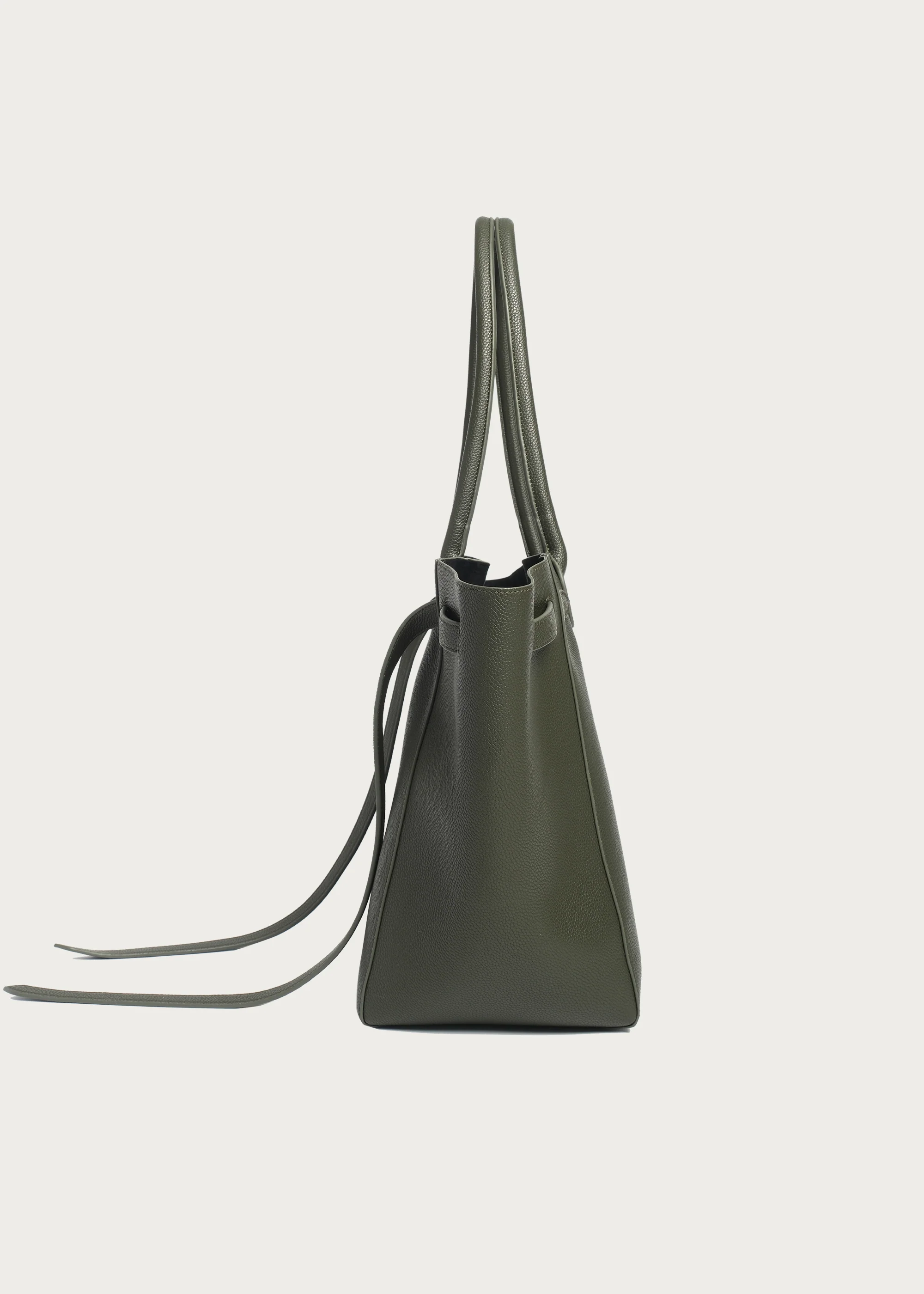 Lychee-Grain Microfiber Leather Large-Capacity Tote Bag Green - Image 5