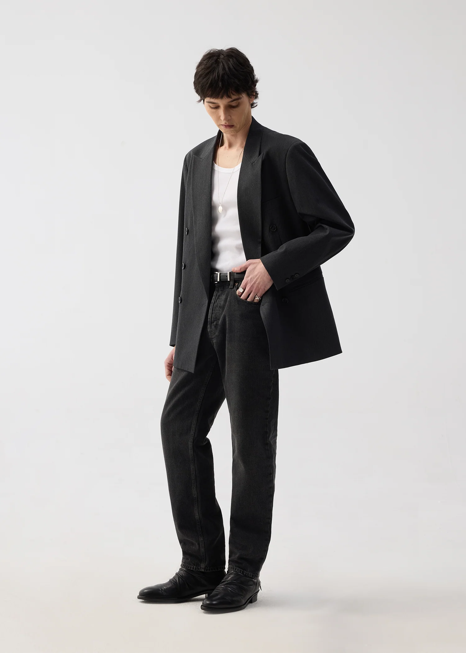 Notch lapel suit blazer Gray - Image 2